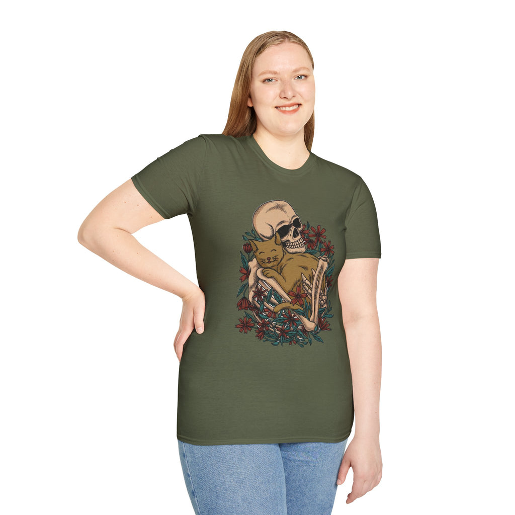 Skeleton Floral Unisex T-Shirt, Cute Grunge Tee, Quirky Halloween Shirt, Casual Everyday Wear, Unique Graphic Top