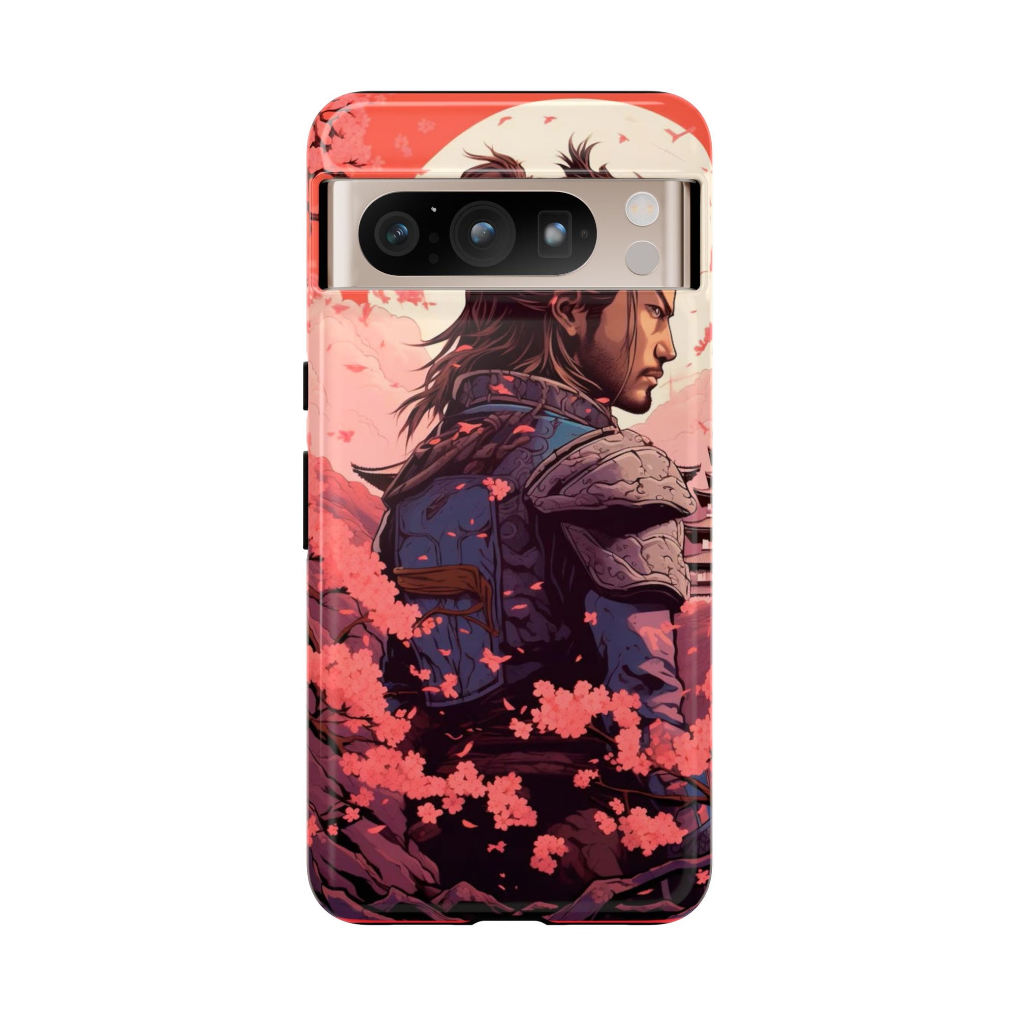 Samurai Phone Case, Tough Cases for Men, Cherry Blossom Art, Gift for Anime Fans, Unique Phone Accessory, Stylish Protection