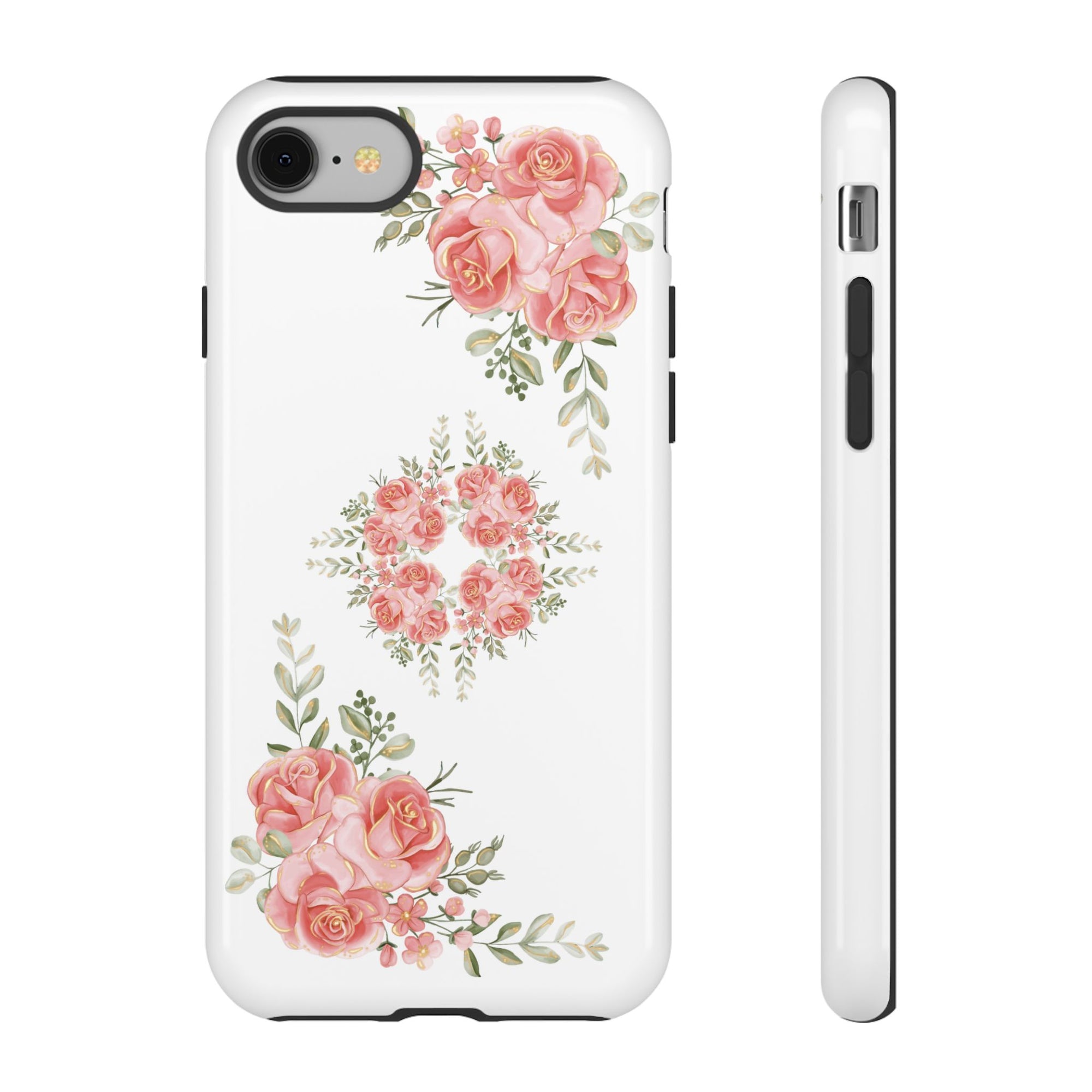 Floral Phone Case, Tough iPhone Case, Rose Design Case, Gift for Her, Floral Phone Cover