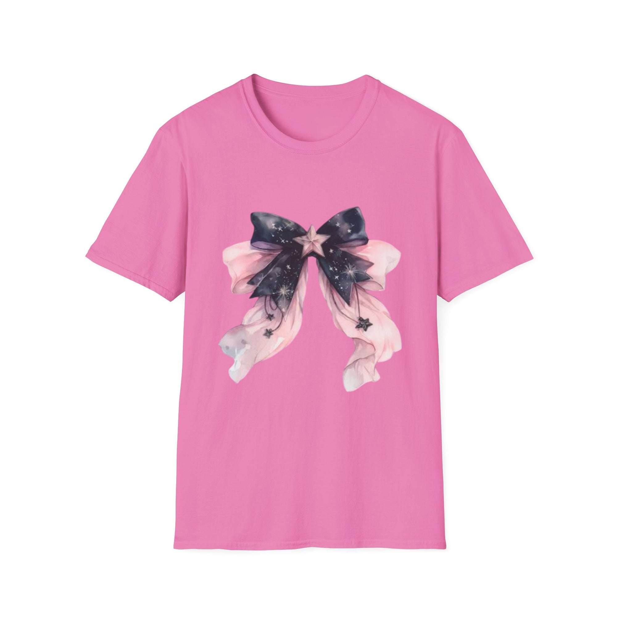 Whimsical Starry Bow T-Shirt, Cute Graphic Tee, Casual Wear, Gift for Her, Summer Fashion, Birthday Present
