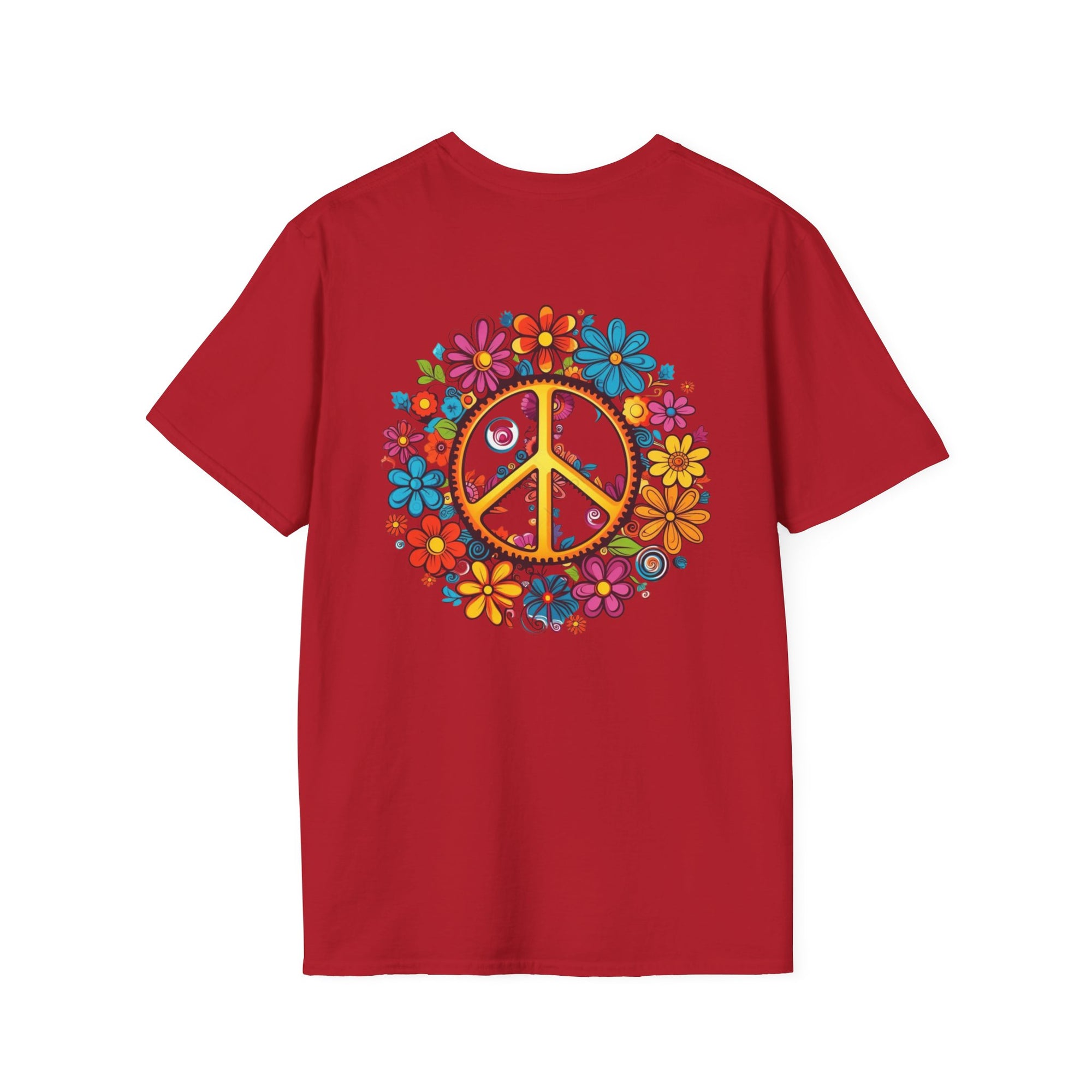 Bohemian Floral T-Shirt, Hippie Shirt, Peace Sign Tee, Gift for Festival Lovers, Artistic Apparel, Unisex Graphic Tee