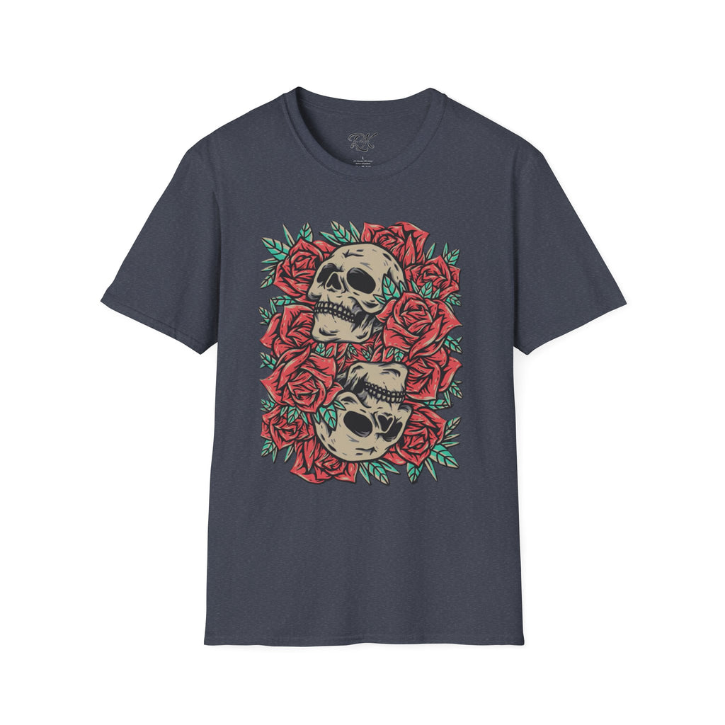 Skull & Roses Graphic T-Shirt | Edgy Casual Wear, Halloween Outfit, Gift for Friends, Festival Style, Unisex Shirt