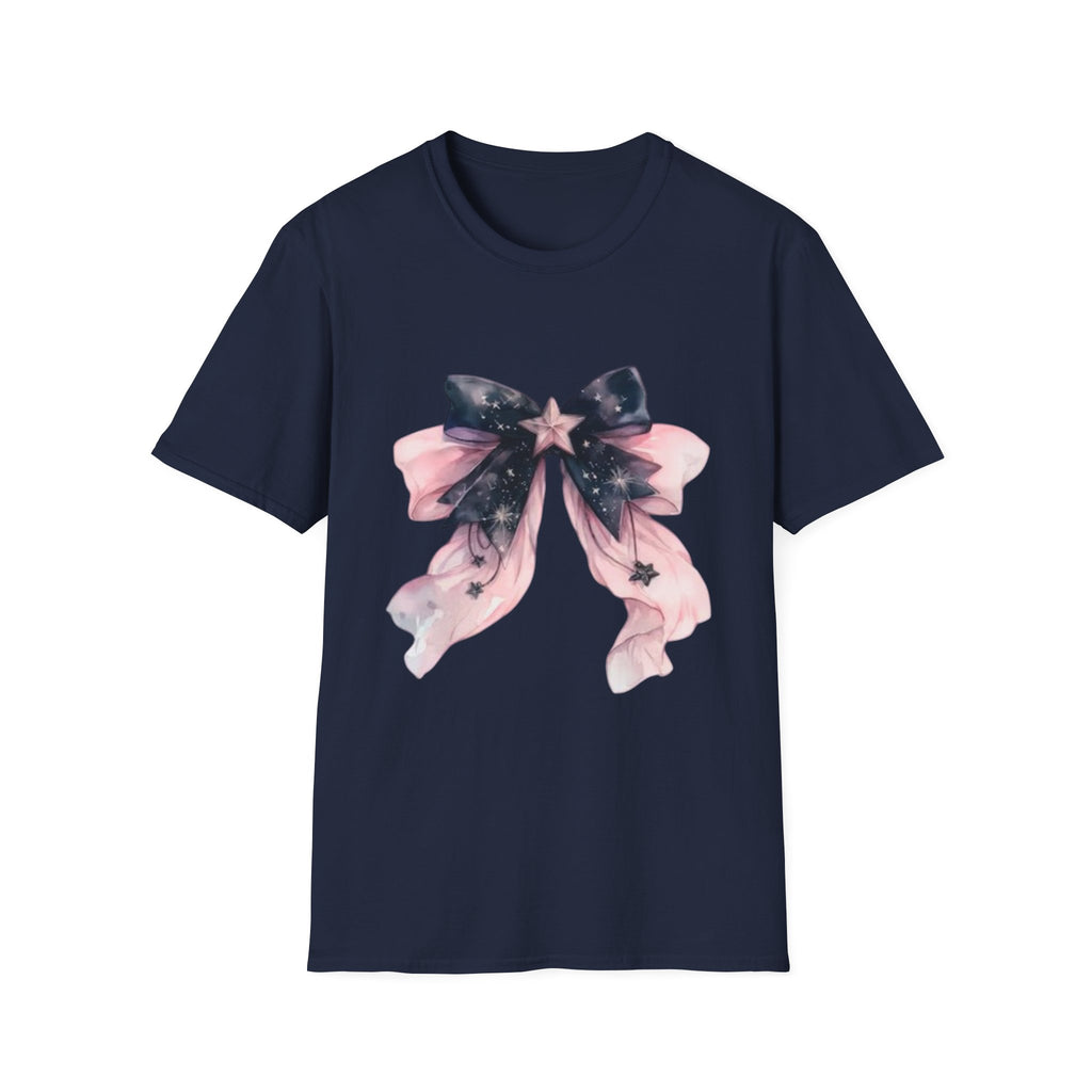 Whimsical Starry Bow T-Shirt, Cute Graphic Tee, Casual Wear, Gift for Her, Summer Fashion, Birthday Present