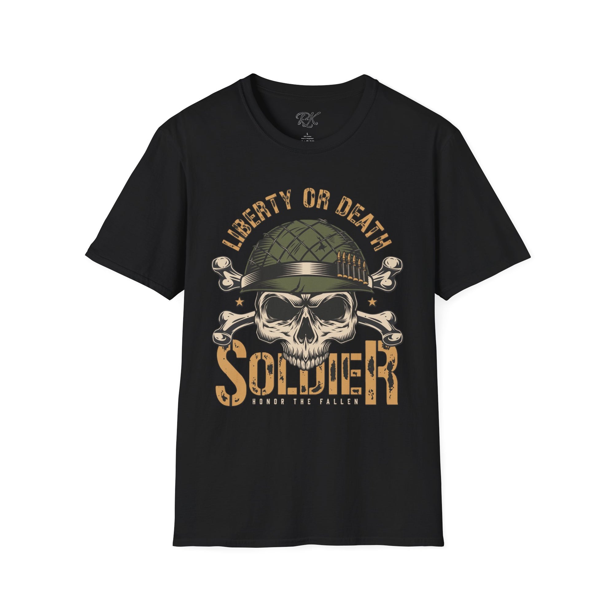 Liberty or Death Skull Soldier T-Shirt, Military Apparel, Unisex Graphic Tee, Veteran Gift, Casual Wear, Outdoor Adventure