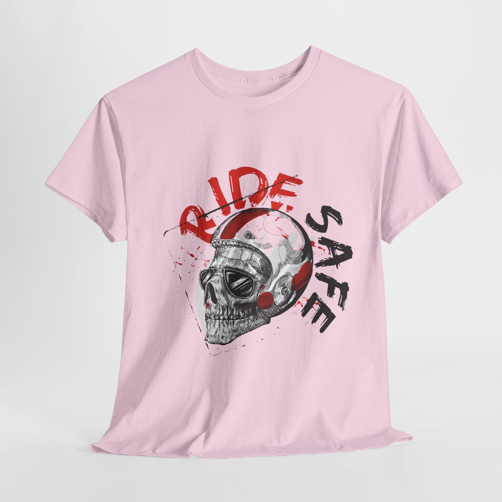 Skull Themed Ride Safe Tee, Unisex Heavy Cotton T-Shirt, Motorcycle Tee, Biker Apparel, Gift for Riders, Casual Wear