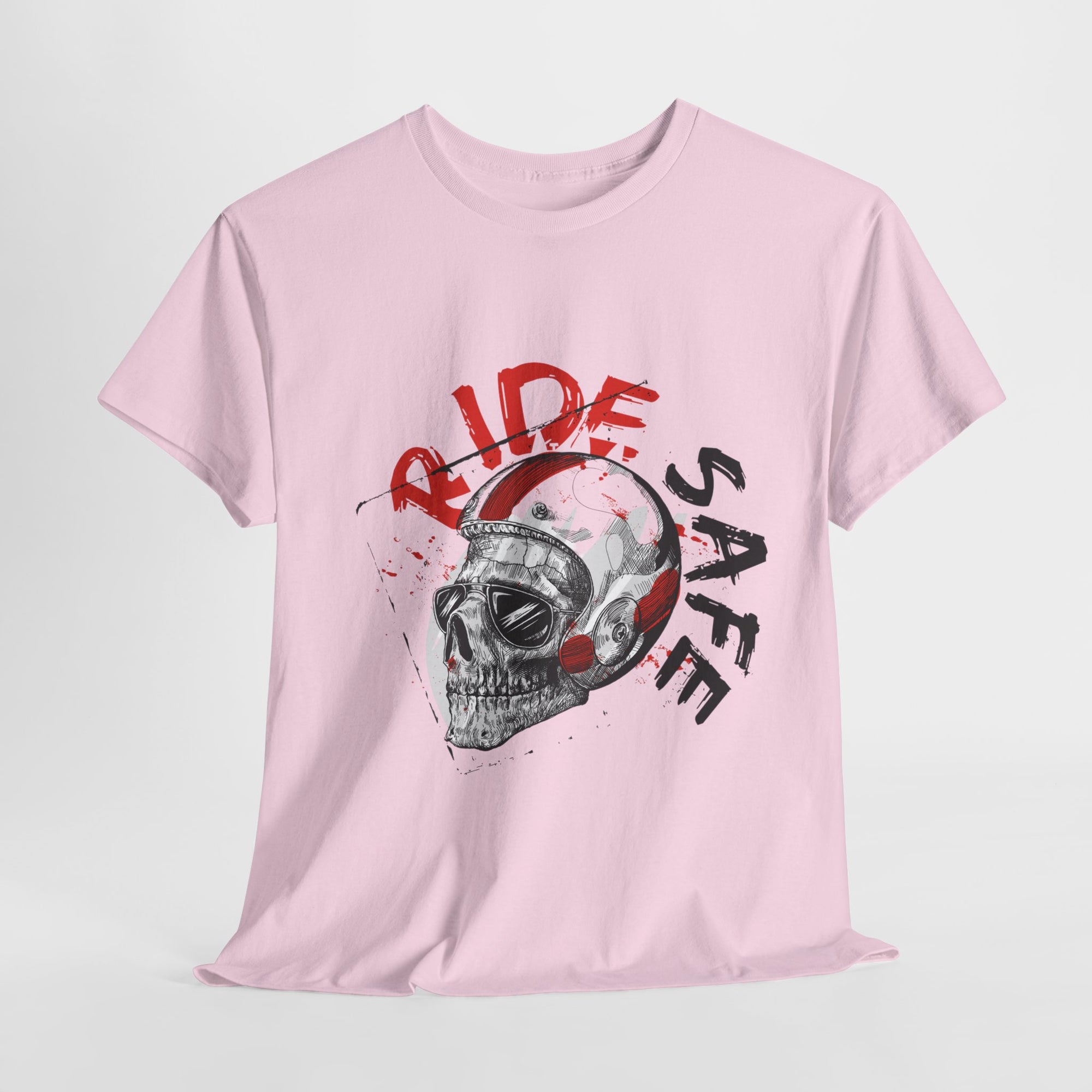 Skull Themed Ride Safe Tee, Unisex Heavy Cotton T-Shirt, Motorcycle Tee, Biker Apparel, Gift for Riders, Casual Wear