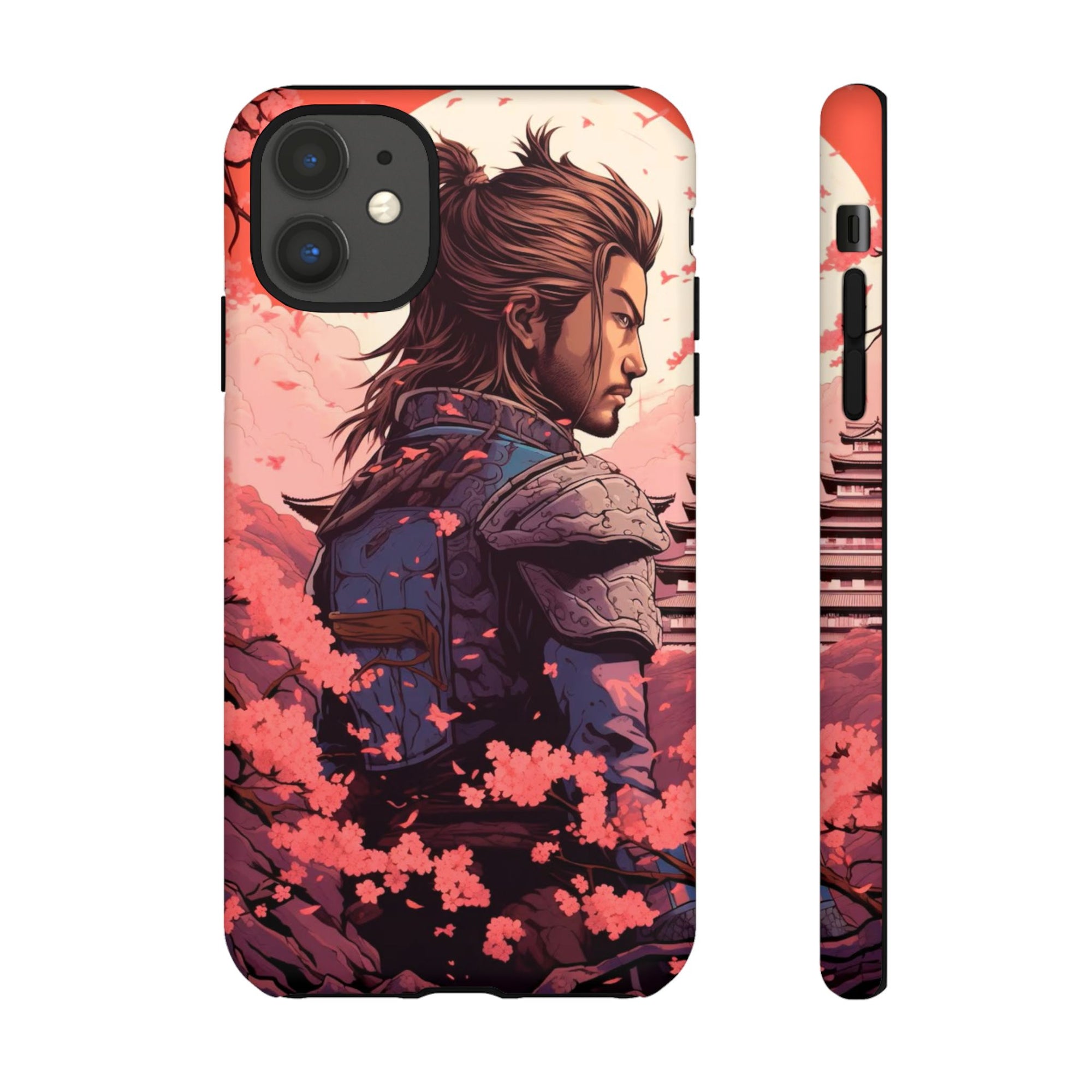 Samurai Phone Case, Tough Cases for Men, Cherry Blossom Art, Gift for Anime Fans, Unique Phone Accessory, Stylish Protection