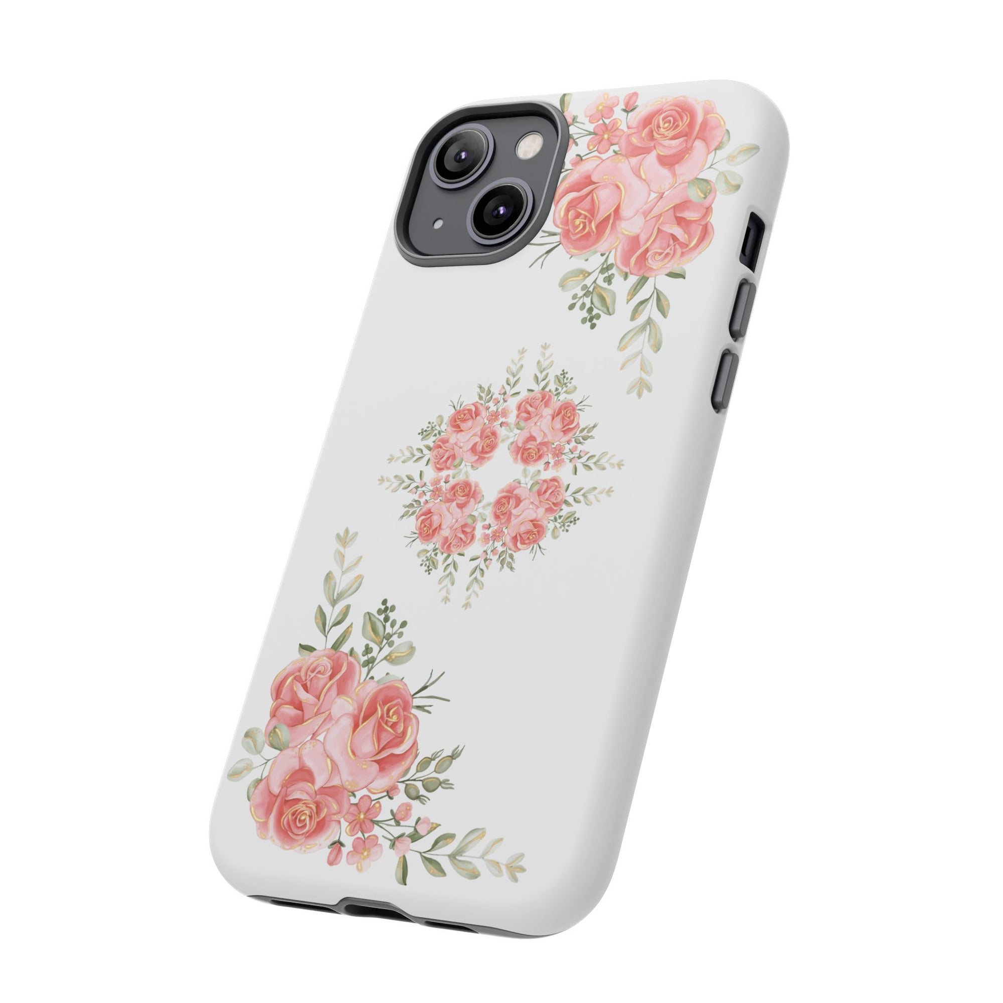 Floral Phone Case, Tough iPhone Case, Rose Design Case, Gift for Her, Floral Phone Cover