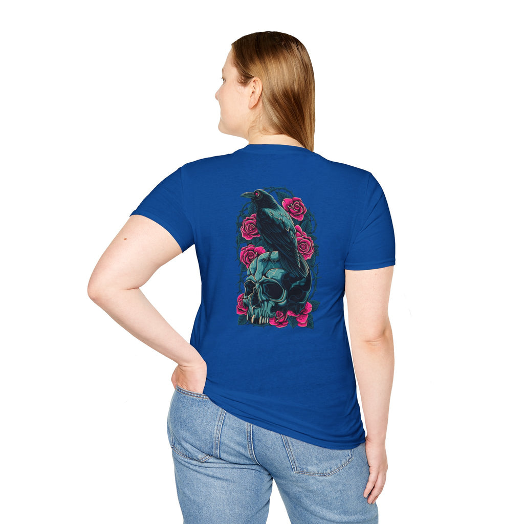 Gothic Skull & Rose Unisex T-Shirt | Boho Style Tee, Casual Wear, Gift for Her, Halloween Shirt, Graphic Tee