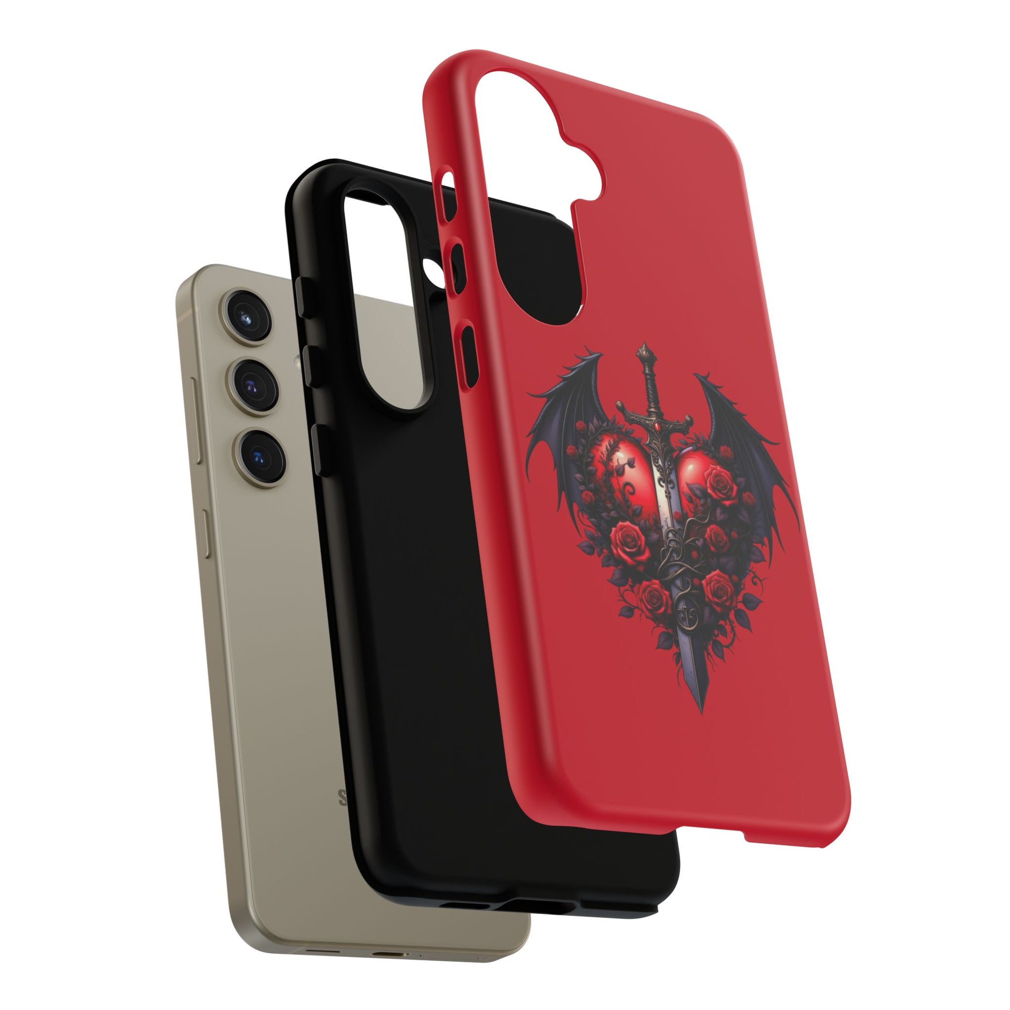 Tough Cases - Gothic Heart Phone Case, Edgy Accessories for Him, Unique Gifts for Her, Valentine's Day, Birthday, Artsy Phone Cover