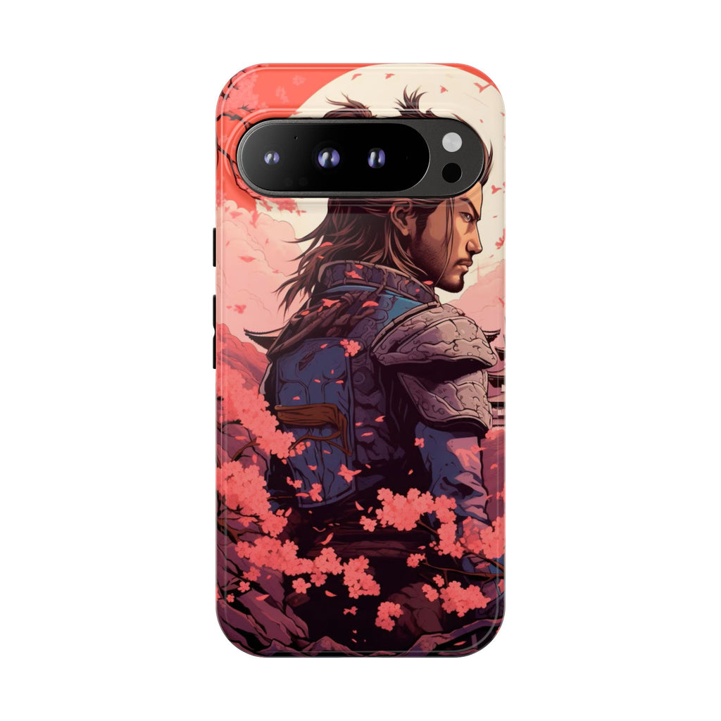 Samurai Phone Case, Tough Cases for Men, Cherry Blossom Art, Gift for Anime Fans, Unique Phone Accessory, Stylish Protection