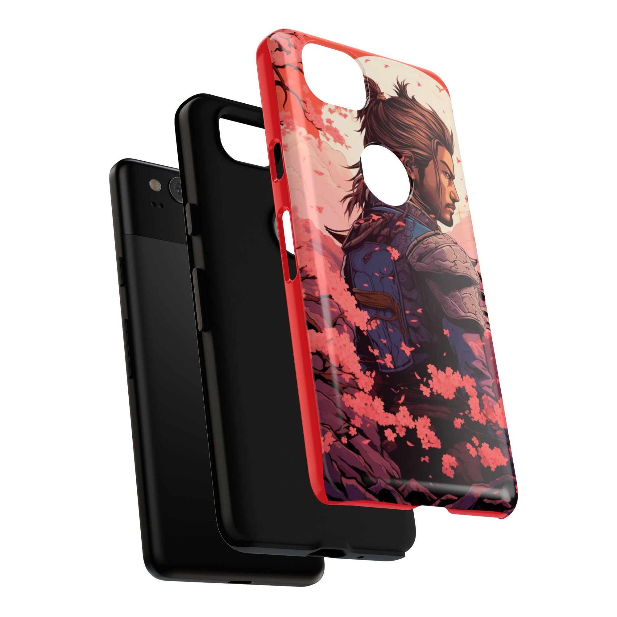 Samurai Phone Case, Tough Cases for Men, Cherry Blossom Art, Gift for Anime Fans, Unique Phone Accessory, Stylish Protection