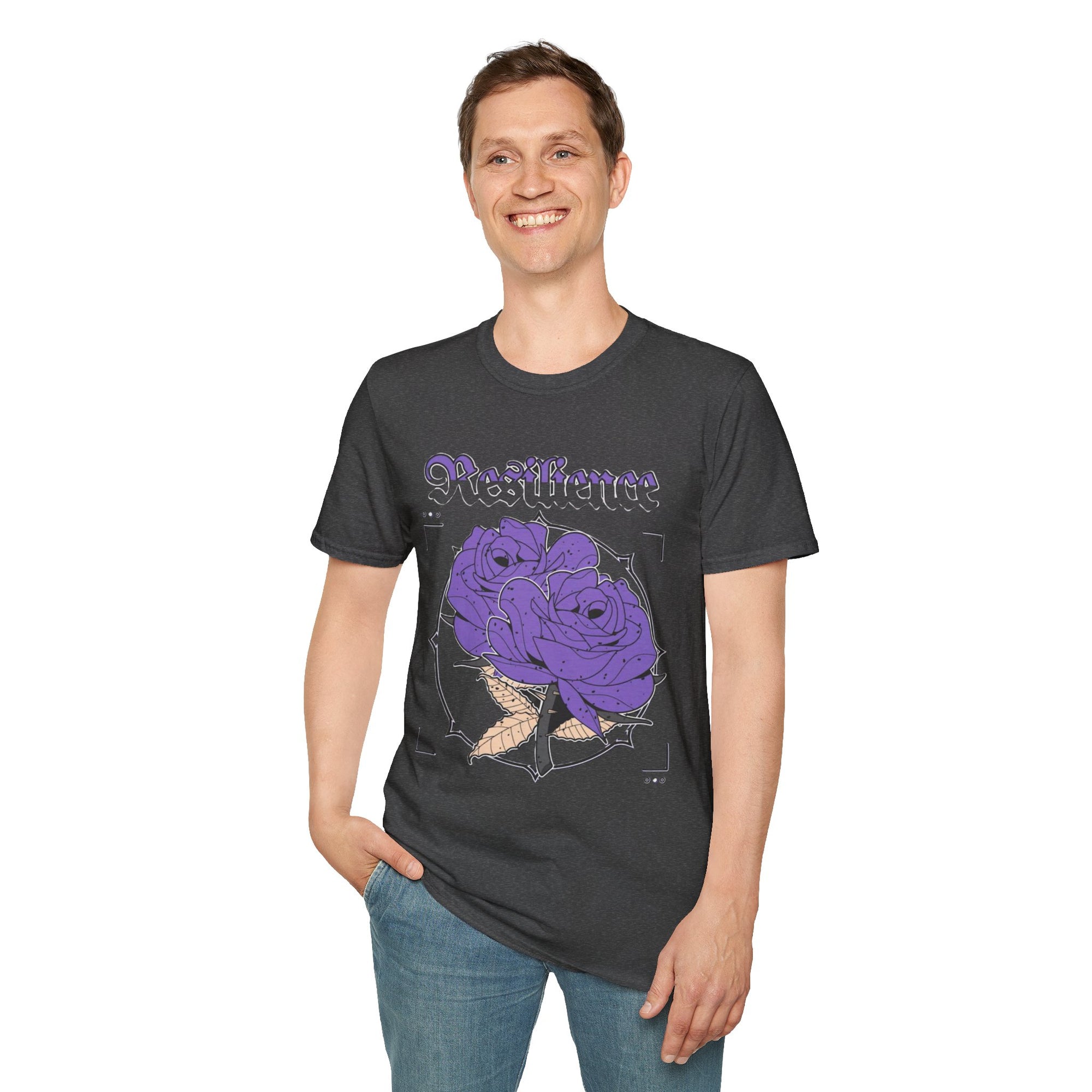 Purple Rose Graphic T-Shirt, Soft Stylish Tee, Unisex Floral Apparel, Gift for Her, Spring Outfit Idea, Vintage Aesthetic Top