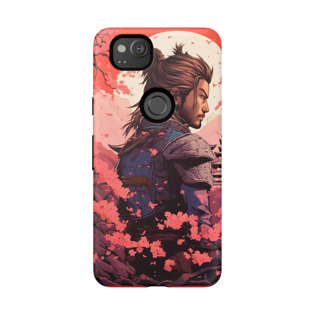 Samurai Phone Case, Tough Cases for Men, Cherry Blossom Art, Gift for Anime Fans, Unique Phone Accessory, Stylish Protection