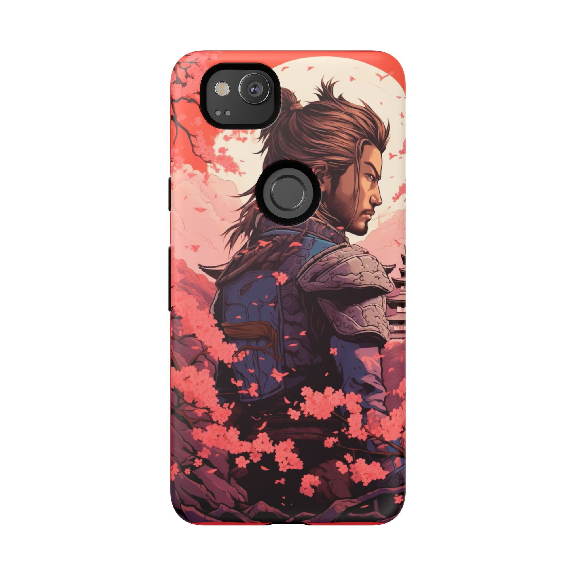 Samurai Phone Case, Tough Cases for Men, Cherry Blossom Art, Gift for Anime Fans, Unique Phone Accessory, Stylish Protection