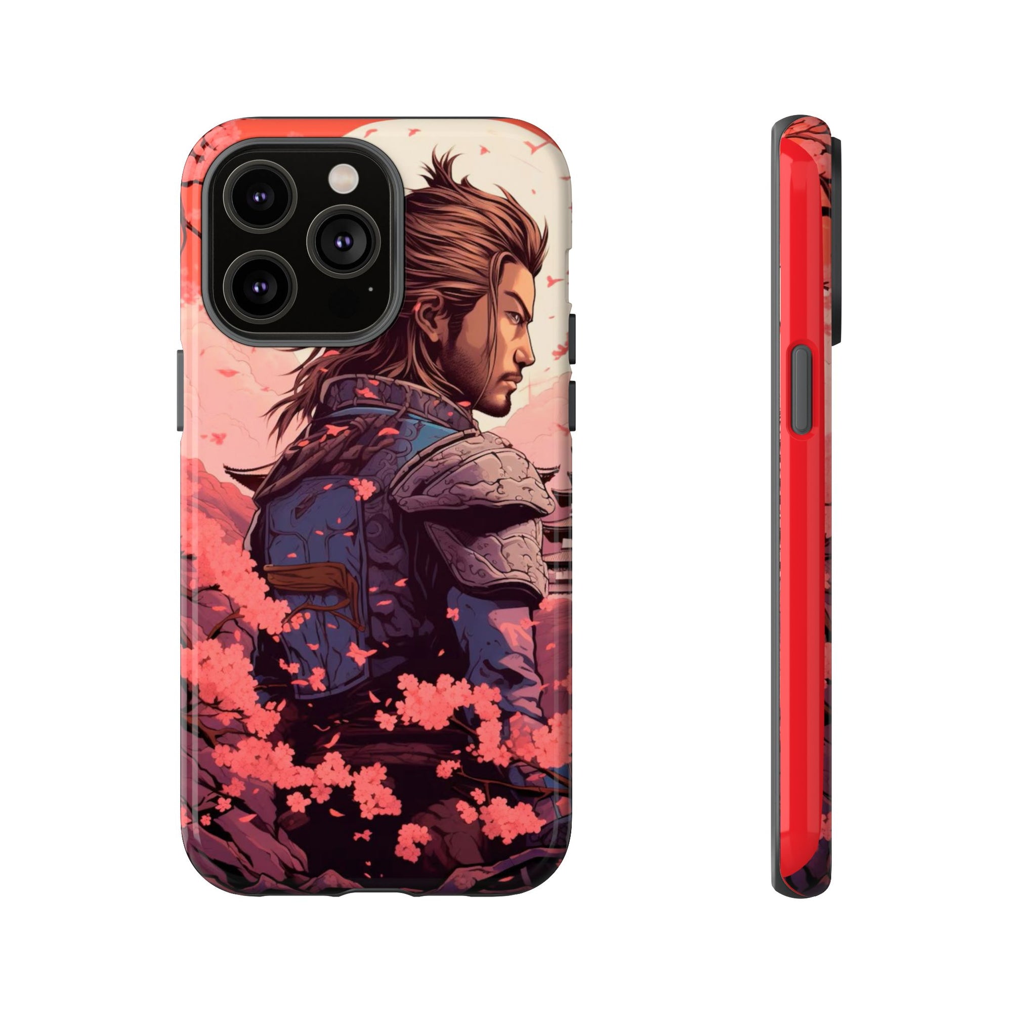 Samurai Phone Case, Tough Cases for Men, Cherry Blossom Art, Gift for Anime Fans, Unique Phone Accessory, Stylish Protection
