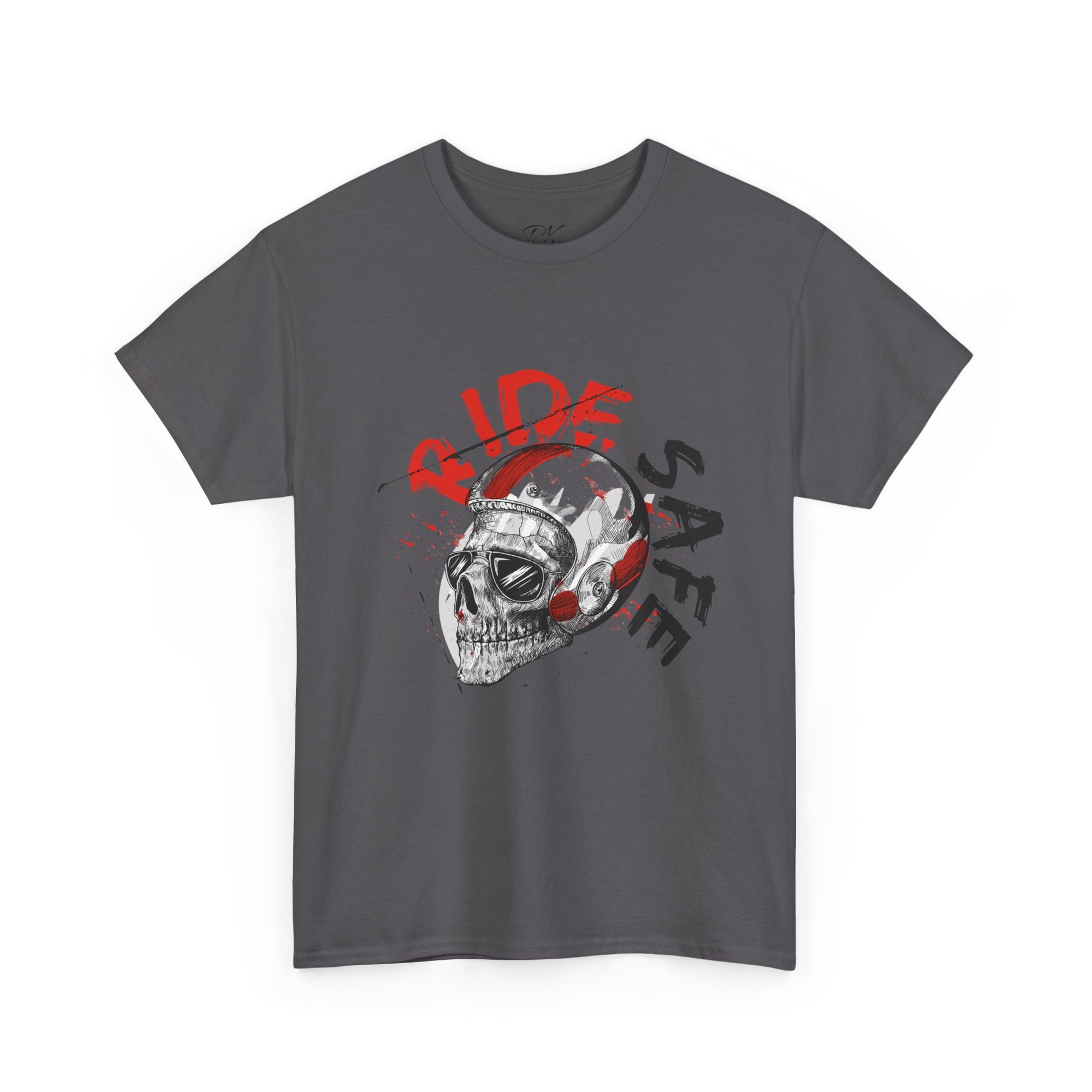 Skull Themed Ride Safe Tee, Unisex Heavy Cotton T-Shirt, Motorcycle Tee, Biker Apparel, Gift for Riders, Casual Wear