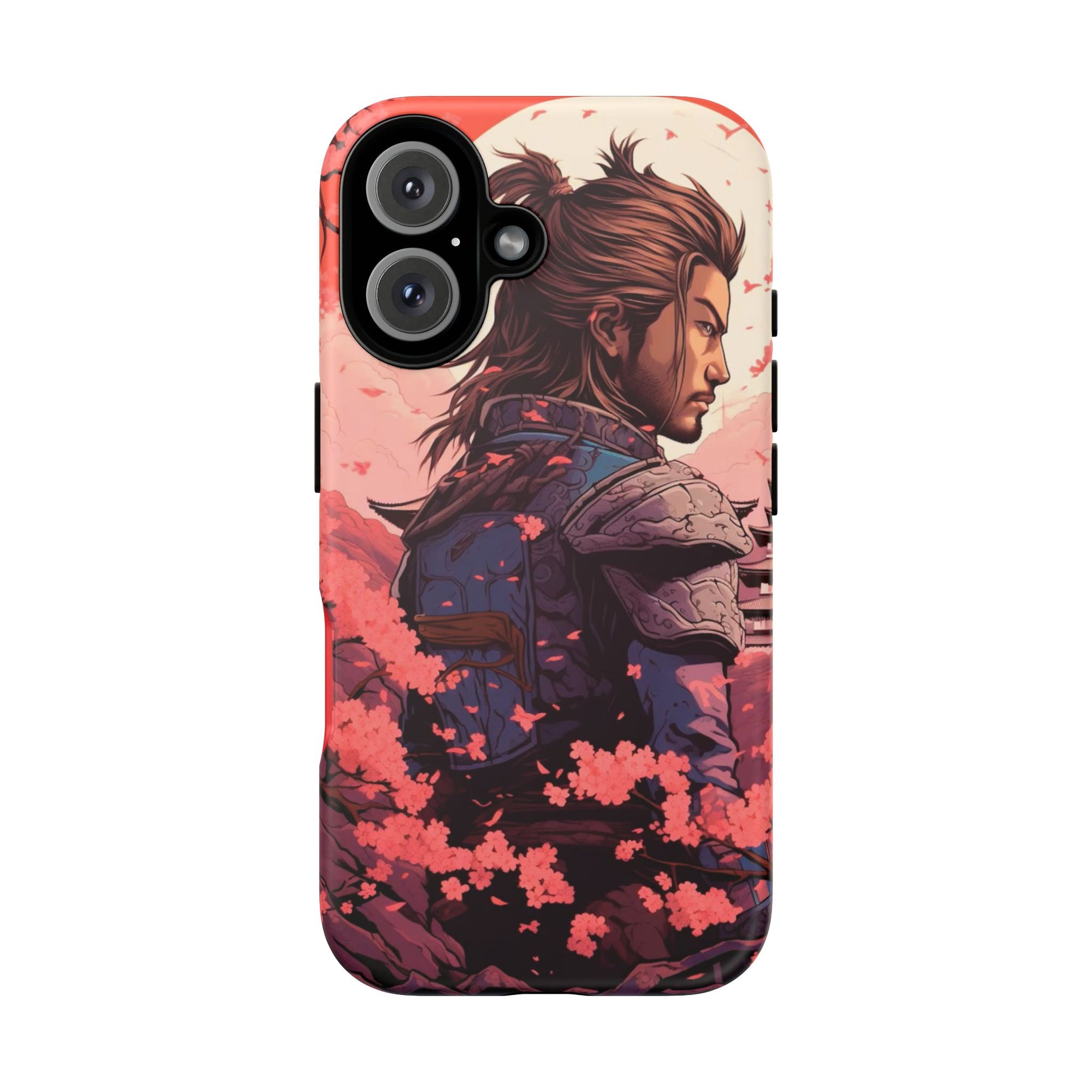 Samurai Phone Case, Tough Cases for Men, Cherry Blossom Art, Gift for Anime Fans, Unique Phone Accessory, Stylish Protection