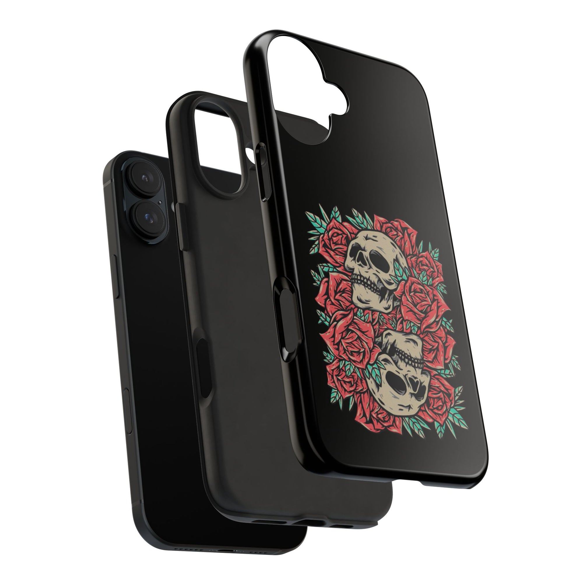 Stylish Skull & Roses Phone Case, Tough Phone Cover, Floral Skull Design, Unique Gift for her, Gothic Aesthetic Accessories