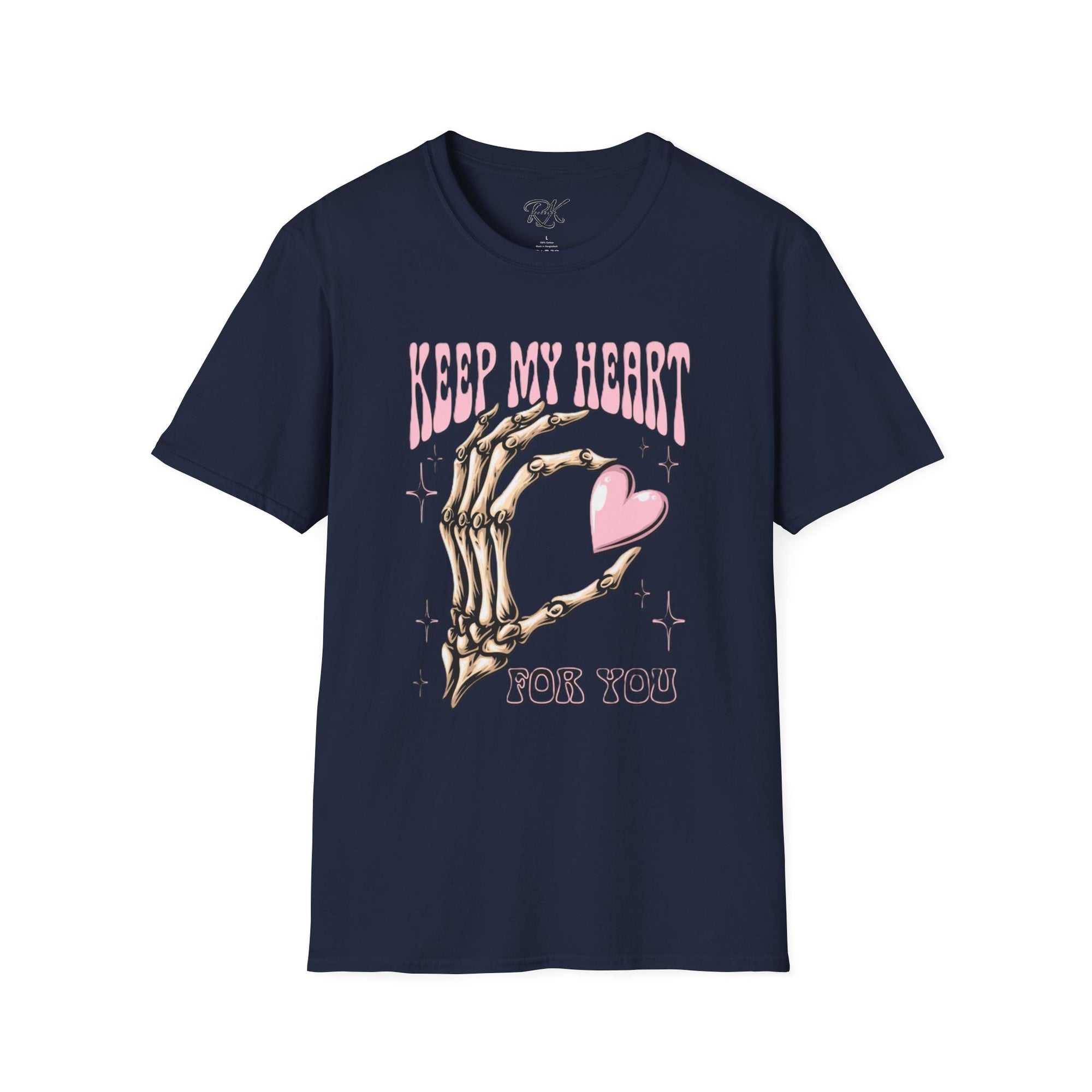 Keep My Heart Unisex Softstyle T-Shirt, Cute Graphic Tee, Valentine's Day Gift, Casual Style, Skeleton Design, Soft Cotton