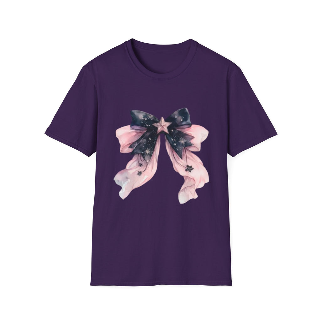 Whimsical Starry Bow T-Shirt, Cute Graphic Tee, Casual Wear, Gift for Her, Summer Fashion, Birthday Present