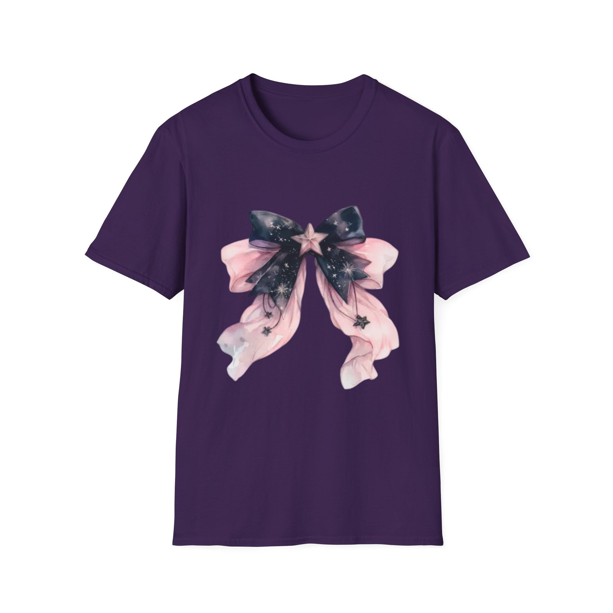 Whimsical Starry Bow T-Shirt, Cute Graphic Tee, Casual Wear, Gift for Her, Summer Fashion, Birthday Present