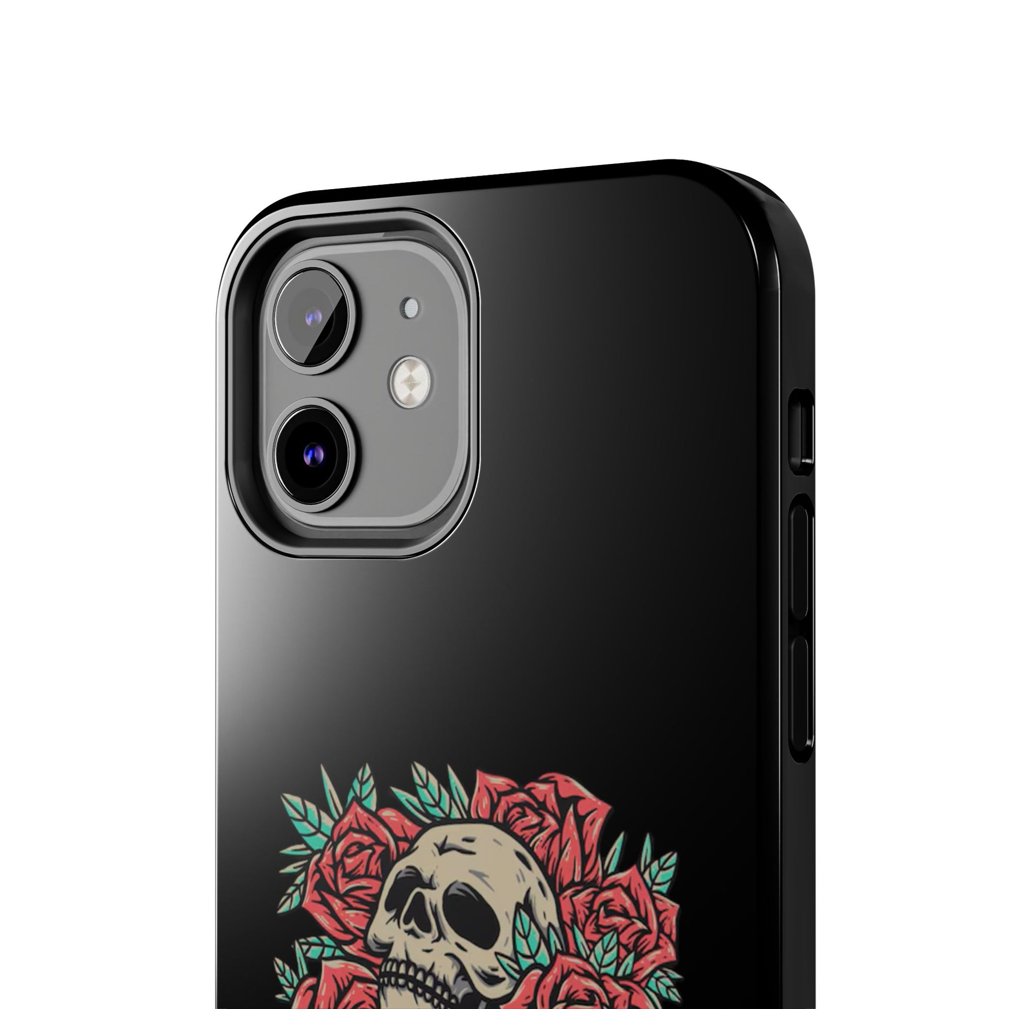 Stylish Skull & Roses Phone Case, Tough Phone Cover, Floral Skull Design, Unique Gift for her, Gothic Aesthetic Accessories