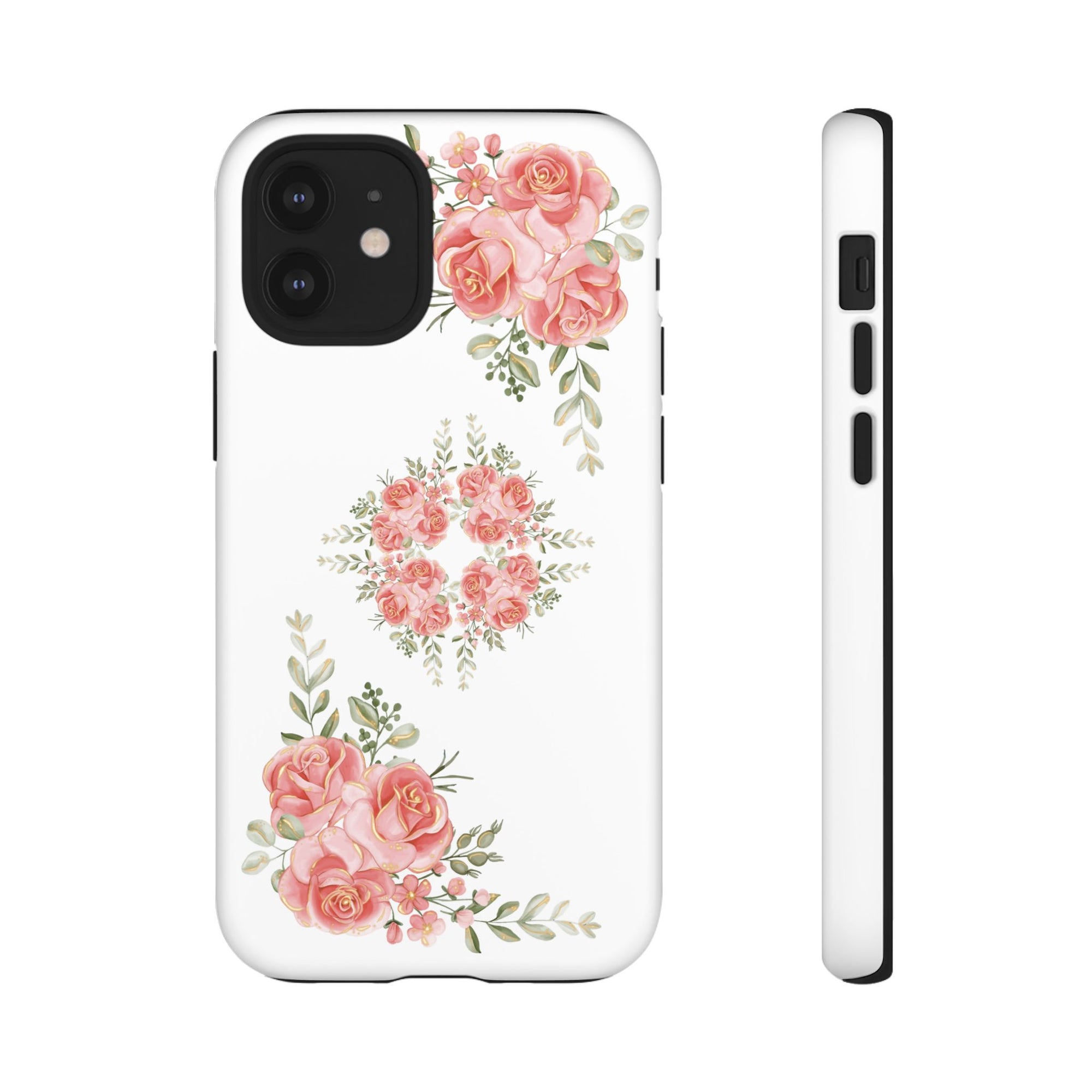 Floral Phone Case, Tough iPhone Case, Rose Design Case, Gift for Her, Floral Phone Cover