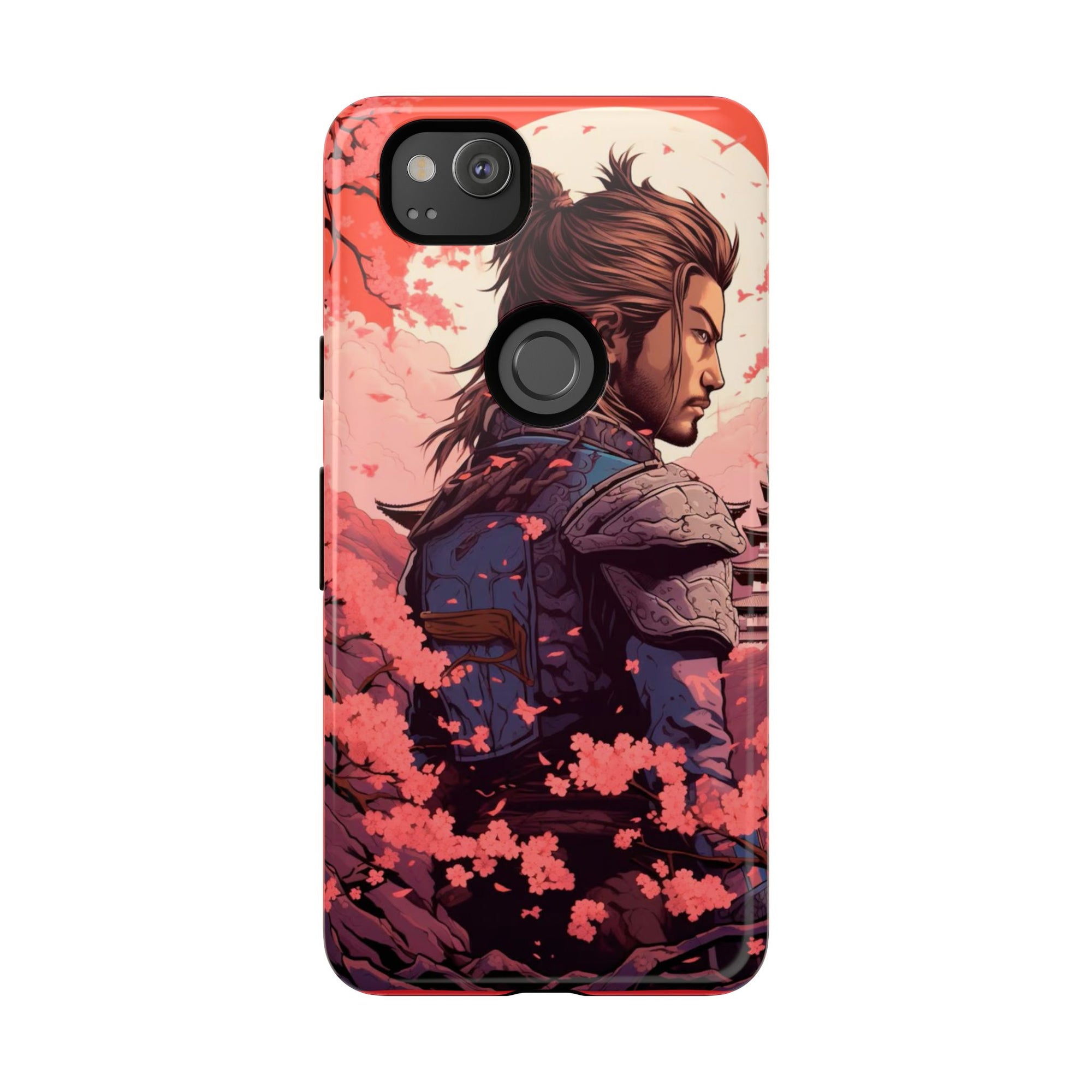 Samurai Phone Case, Tough Cases for Men, Cherry Blossom Art, Gift for Anime Fans, Unique Phone Accessory, Stylish Protection