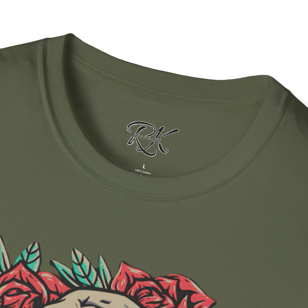 Skull & Roses Graphic T-Shirt | Edgy Casual Wear, Halloween Outfit, Gift for Friends, Festival Style, Unisex Shirt