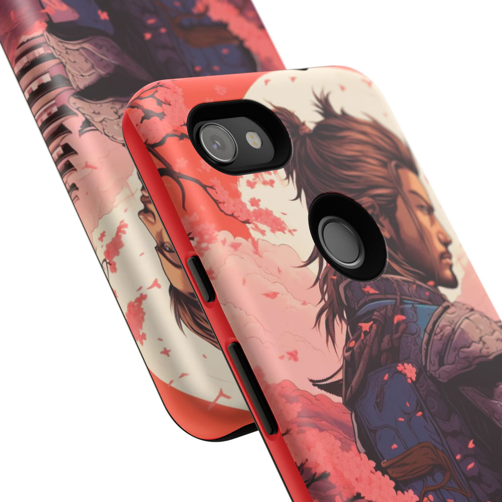 Samurai Phone Case, Tough Cases for Men, Cherry Blossom Art, Gift for Anime Fans, Unique Phone Accessory, Stylish Protection