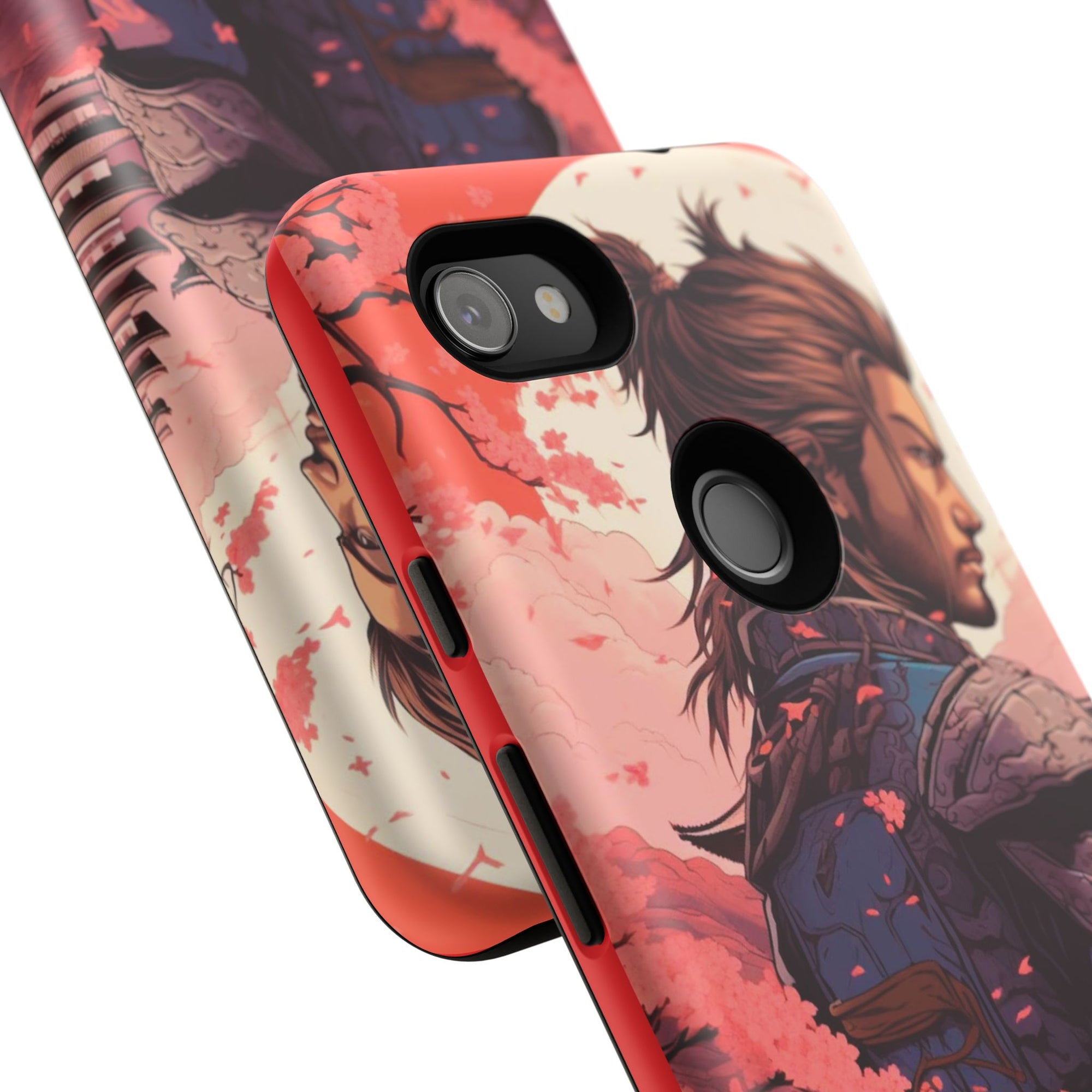 Samurai Phone Case, Tough Cases for Men, Cherry Blossom Art, Gift for Anime Fans, Unique Phone Accessory, Stylish Protection