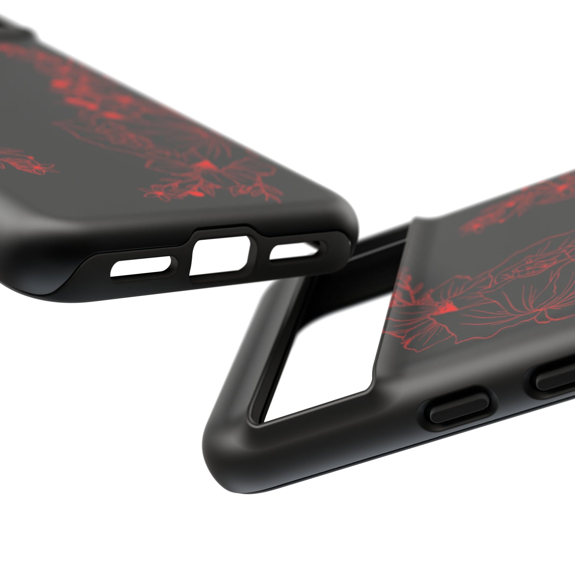Stylish Floral Phone Case, Tough Phone Cover, Floral Design Case, Gift for Her, Black Phone Accessories