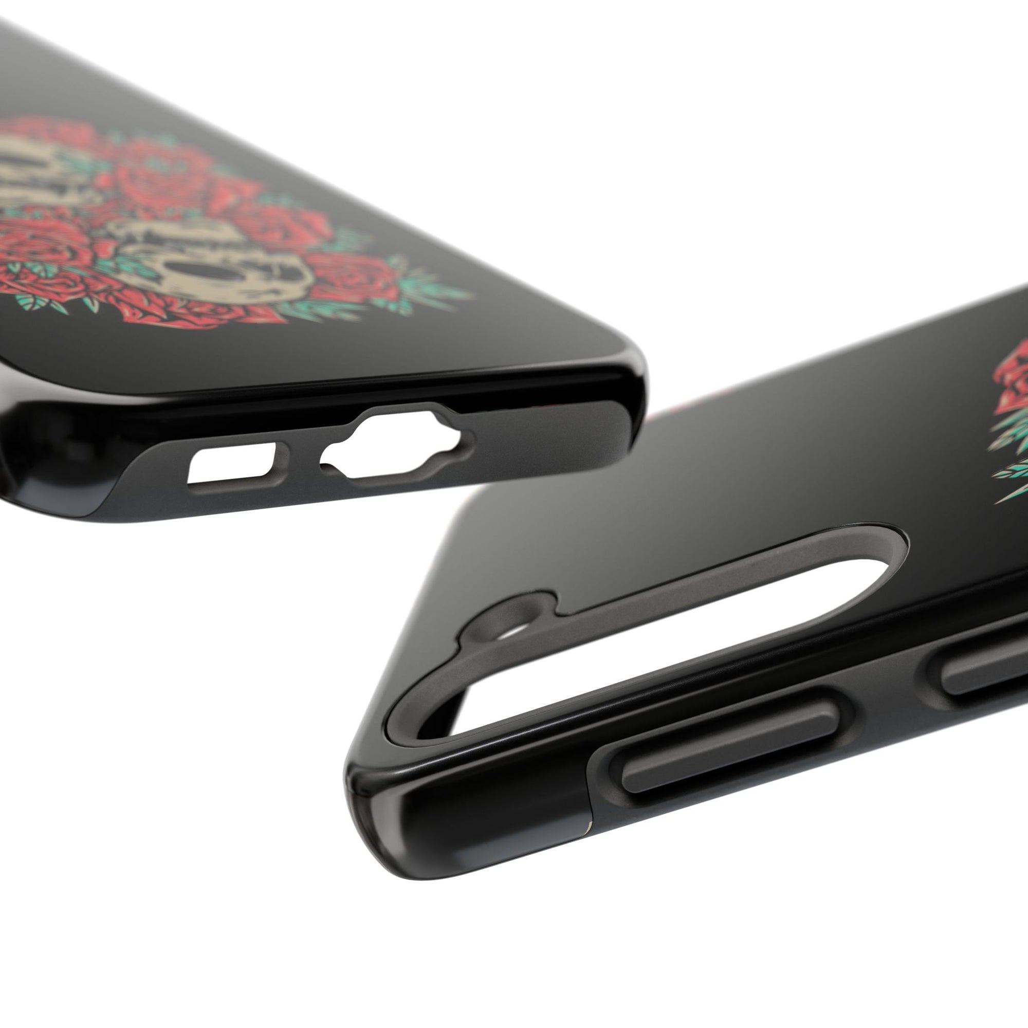 Stylish Skull & Roses Phone Case, Tough Phone Cover, Floral Skull Design, Unique Gift for her, Gothic Aesthetic Accessories