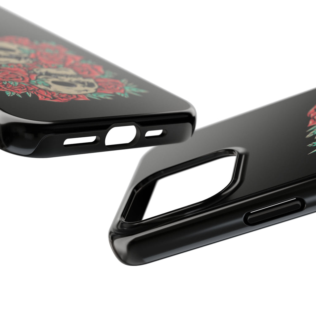 Stylish Skull & Roses Phone Case, Tough Phone Cover, Floral Skull Design, Unique Gift for her, Gothic Aesthetic Accessories