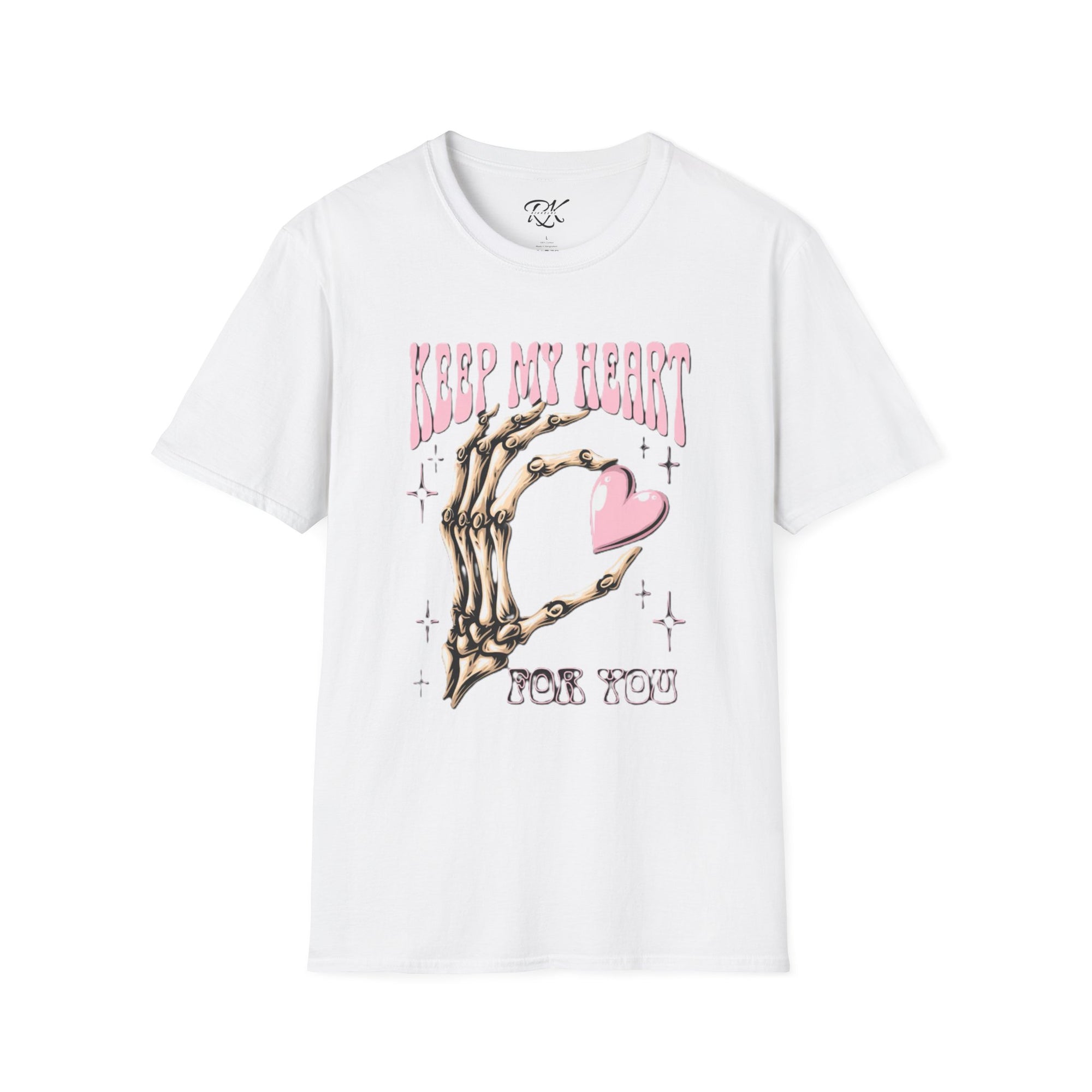 Keep My Heart Unisex Softstyle T-Shirt, Cute Graphic Tee, Valentine's Day Gift, Casual Style, Skeleton Design, Soft Cotton