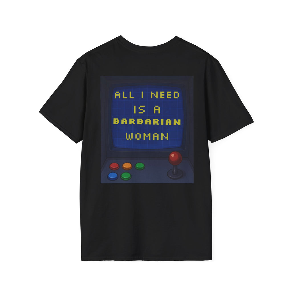 Unisex Barbarian Woman T-Shirt - Softstyle Graphic Tee for Gamers, Gifts for Her, Casual Wear, Birthday Present, Retro Style