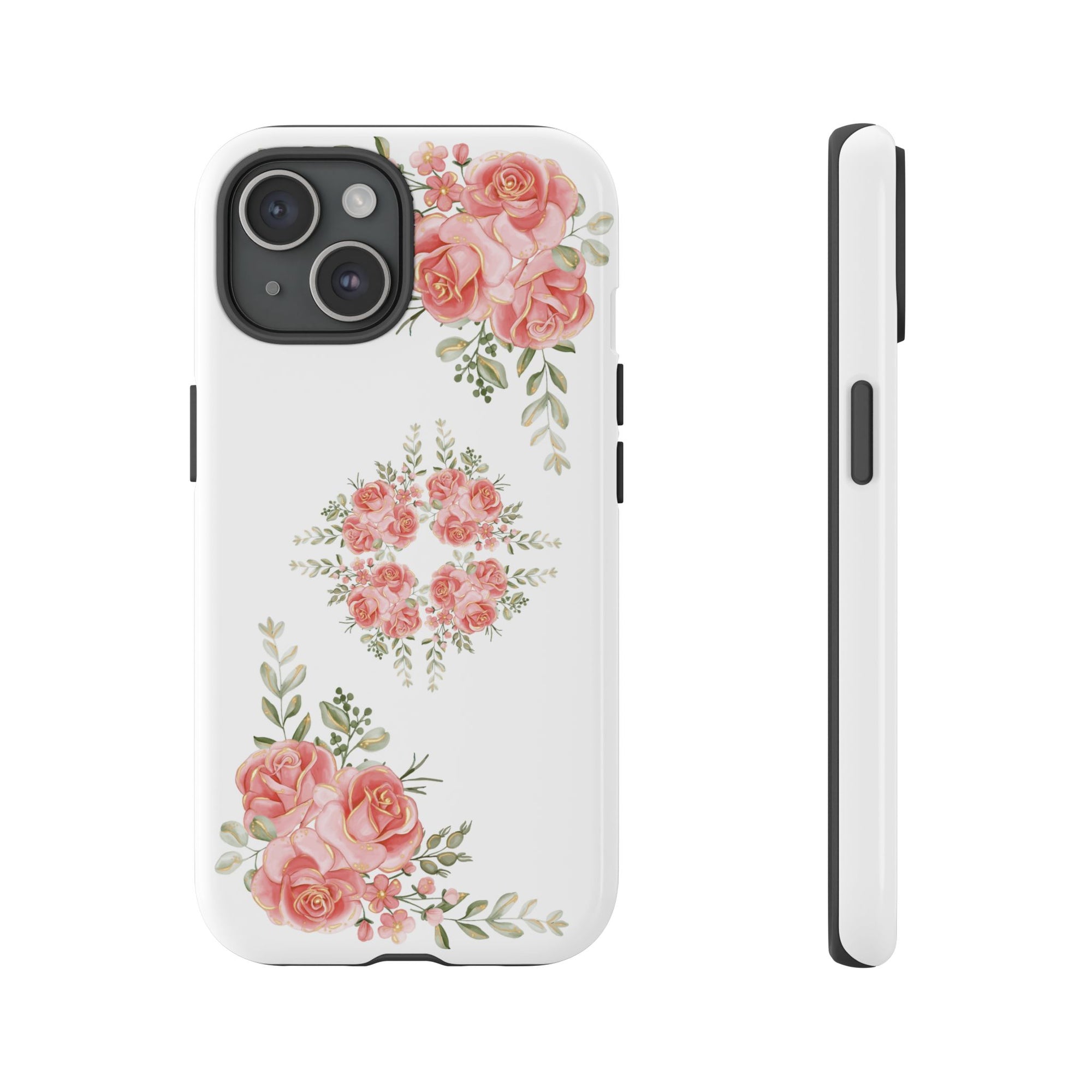 Floral Phone Case, Tough iPhone Case, Rose Design Case, Gift for Her, Floral Phone Cover