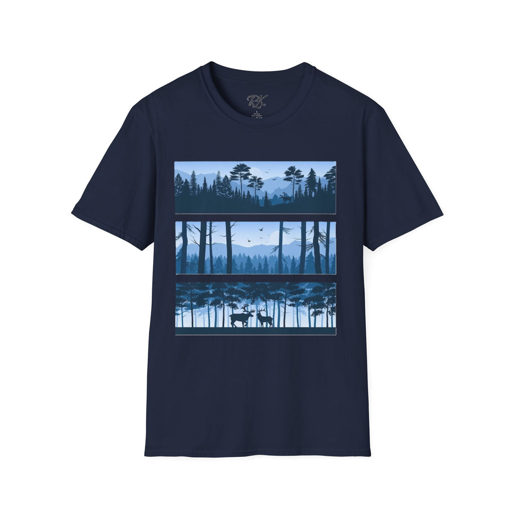 Mountain Landscape Unisex Softstyle T-Shirt | Nature Lover Gift, Outdoor Adventure Tee, Relaxed Fit, Casual Wear, Camping Shirt