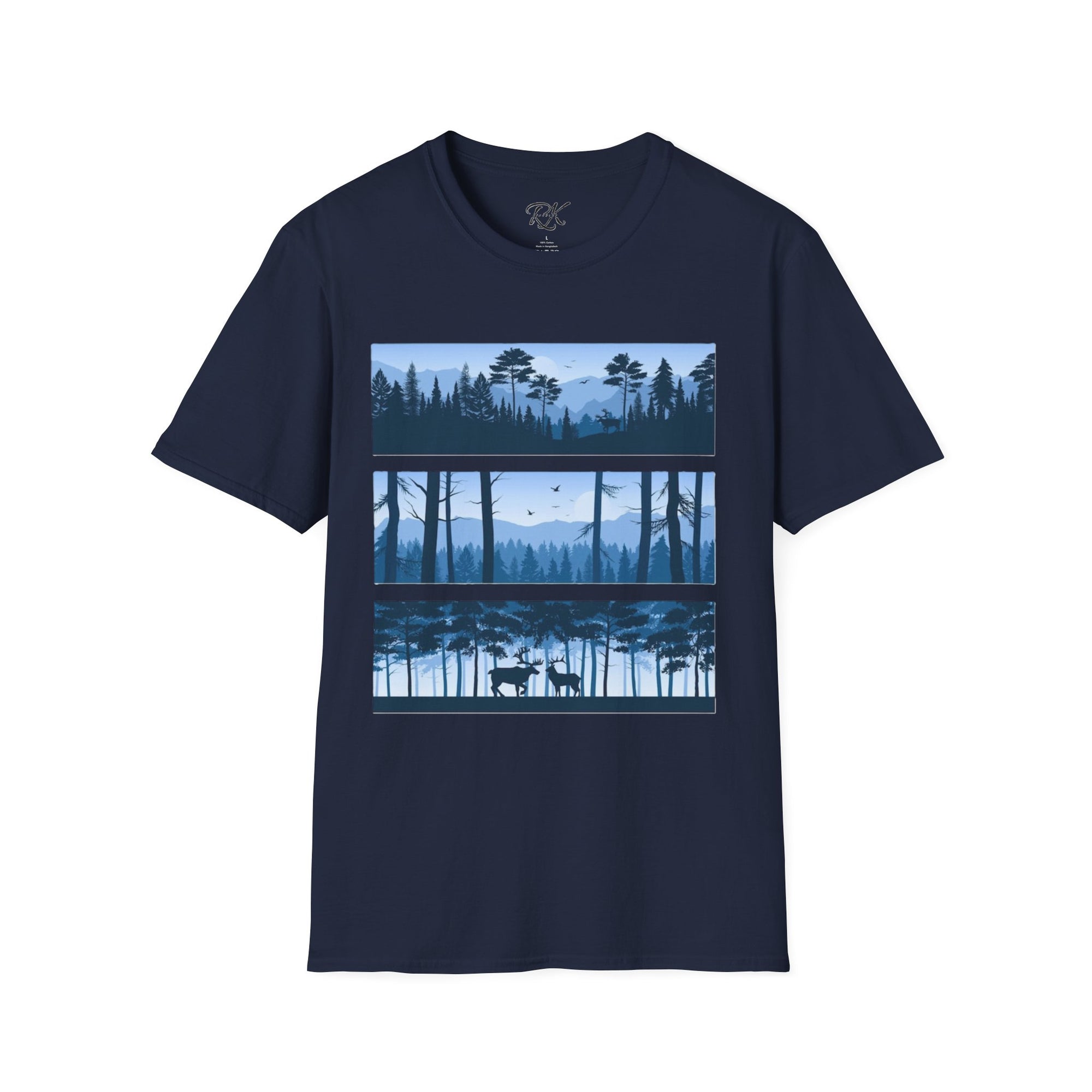 Mountain Landscape Unisex Softstyle T-Shirt | Nature Lover Gift, Outdoor Adventure Tee, Relaxed Fit, Casual Wear, Camping Shirt