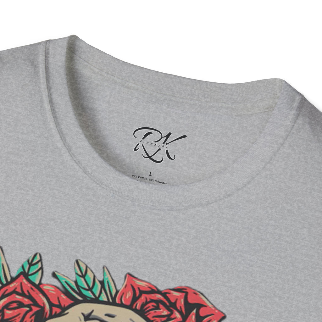 Skull & Roses Graphic T-Shirt | Edgy Casual Wear, Halloween Outfit, Gift for Friends, Festival Style, Unisex Shirt
