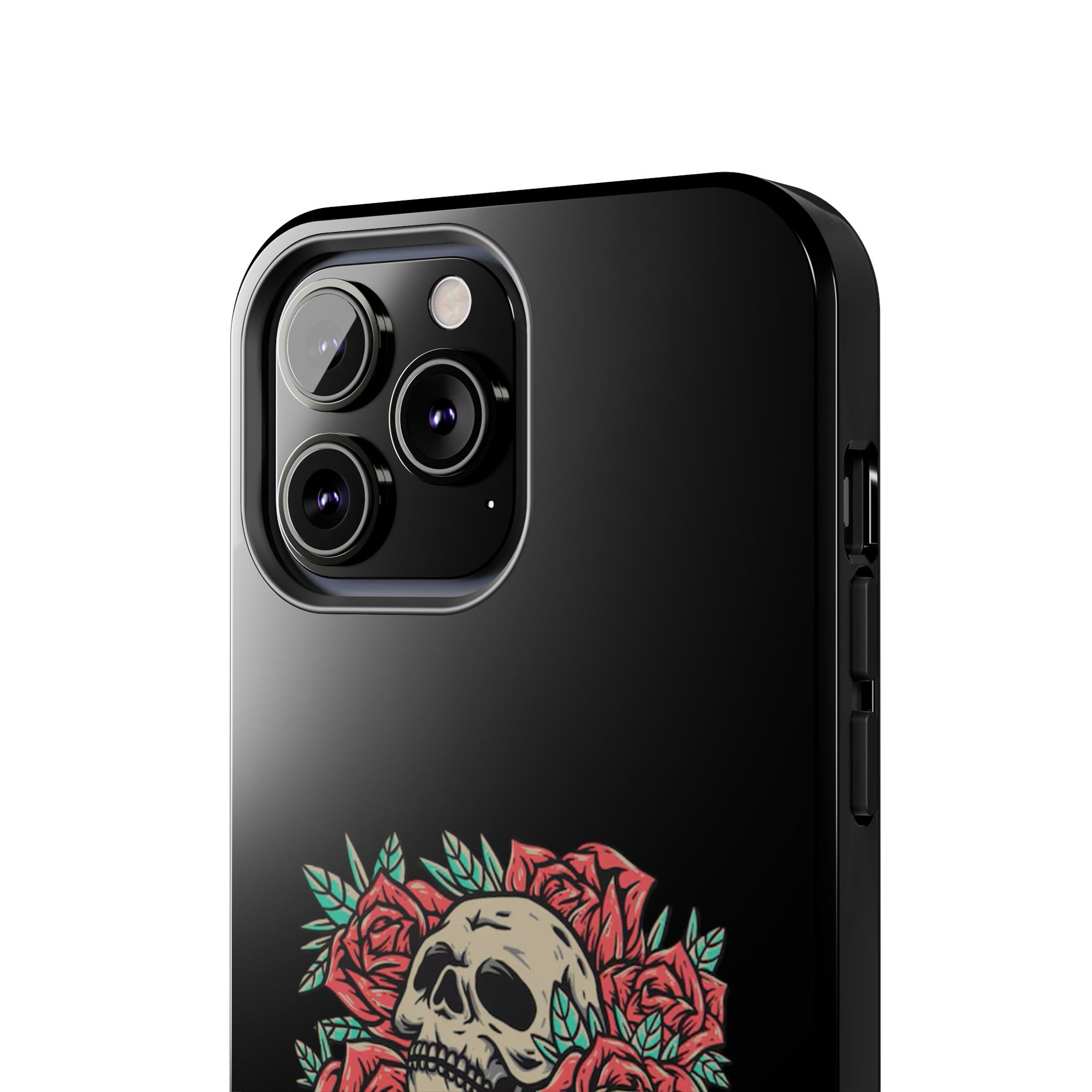 Stylish Skull & Roses Phone Case, Tough Phone Cover, Floral Skull Design, Unique Gift for her, Gothic Aesthetic Accessories