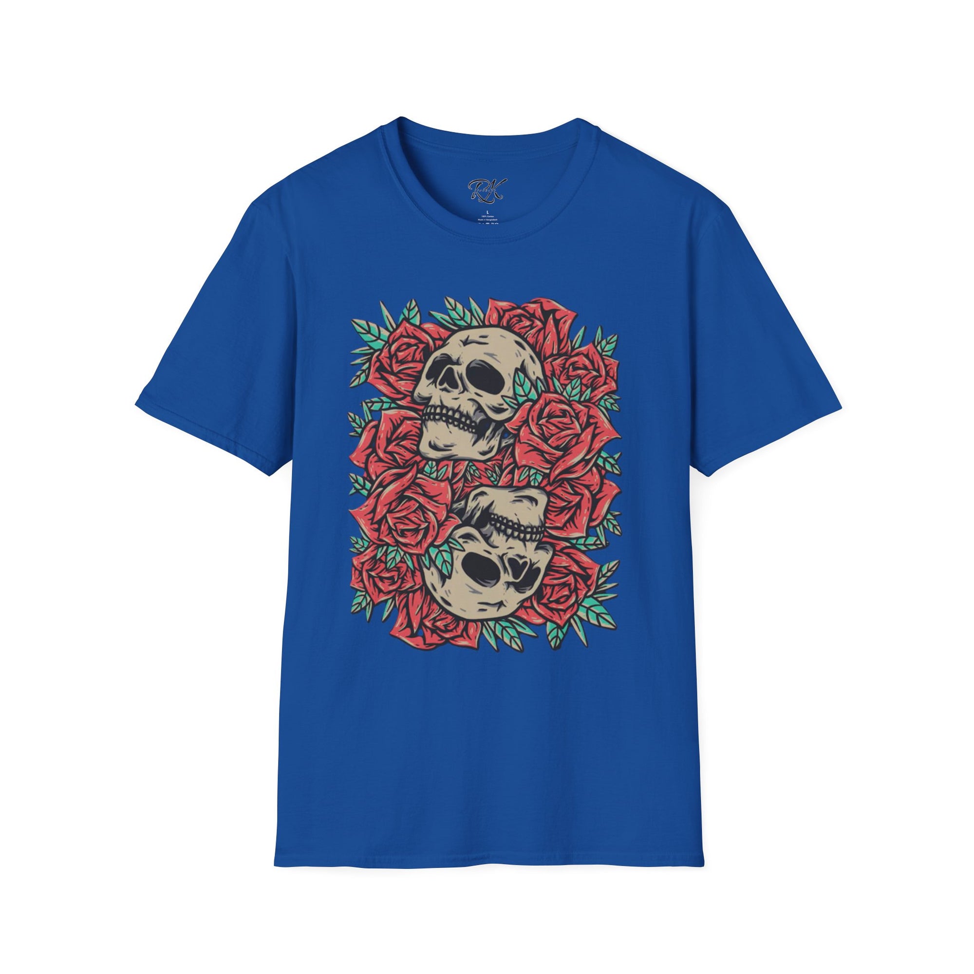 Skull & Roses Graphic T-Shirt | Edgy Casual Wear, Halloween Outfit, Gift for Friends, Festival Style, Unisex Shirt