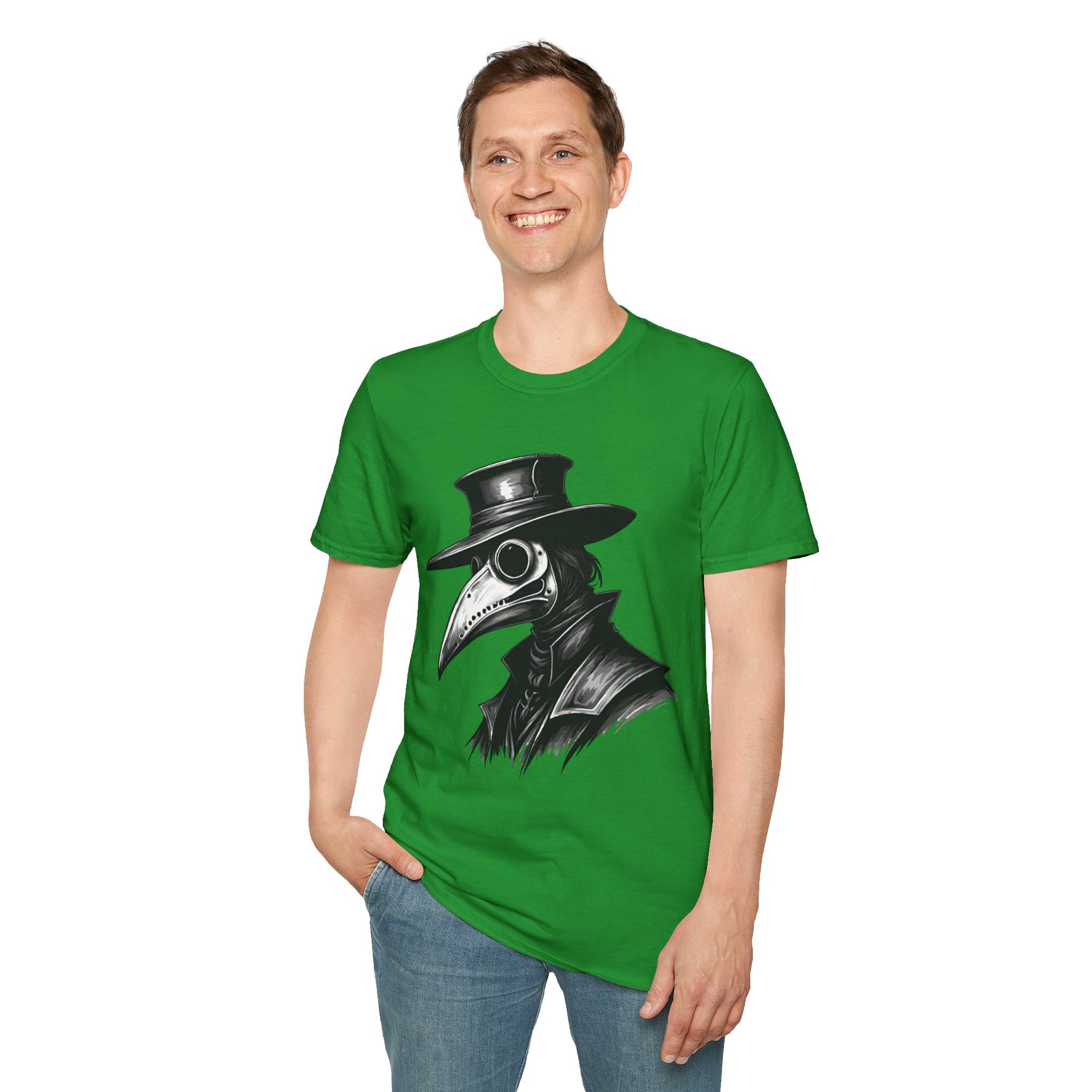 Vintage Plague Doctor Unisex T-Shirt, Unique Graphic Tee, Halloween Costume, Gift for Horror Lovers, Casual Wear, Statement Shirt