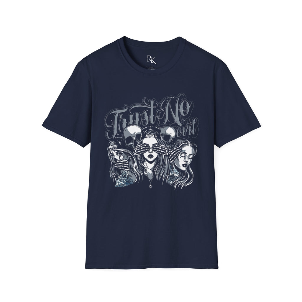 No Evil Graphic Unisex Softstyle T-Shirt, Boho Tee, Spiritual Gift, Protest Apparel, Awareness Shirt, Casual Fashion