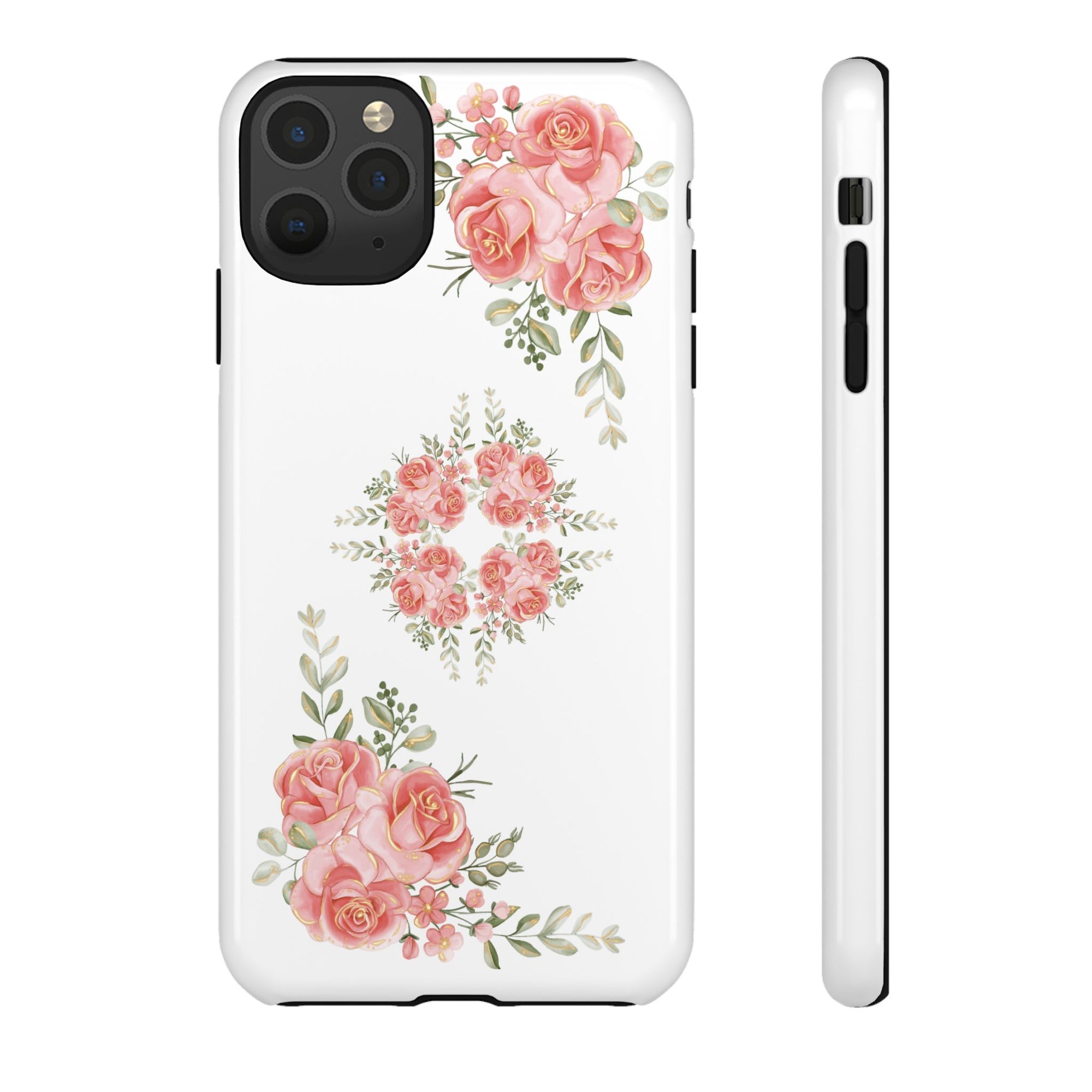 Floral Phone Case, Tough iPhone Case, Rose Design Case, Gift for Her, Floral Phone Cover