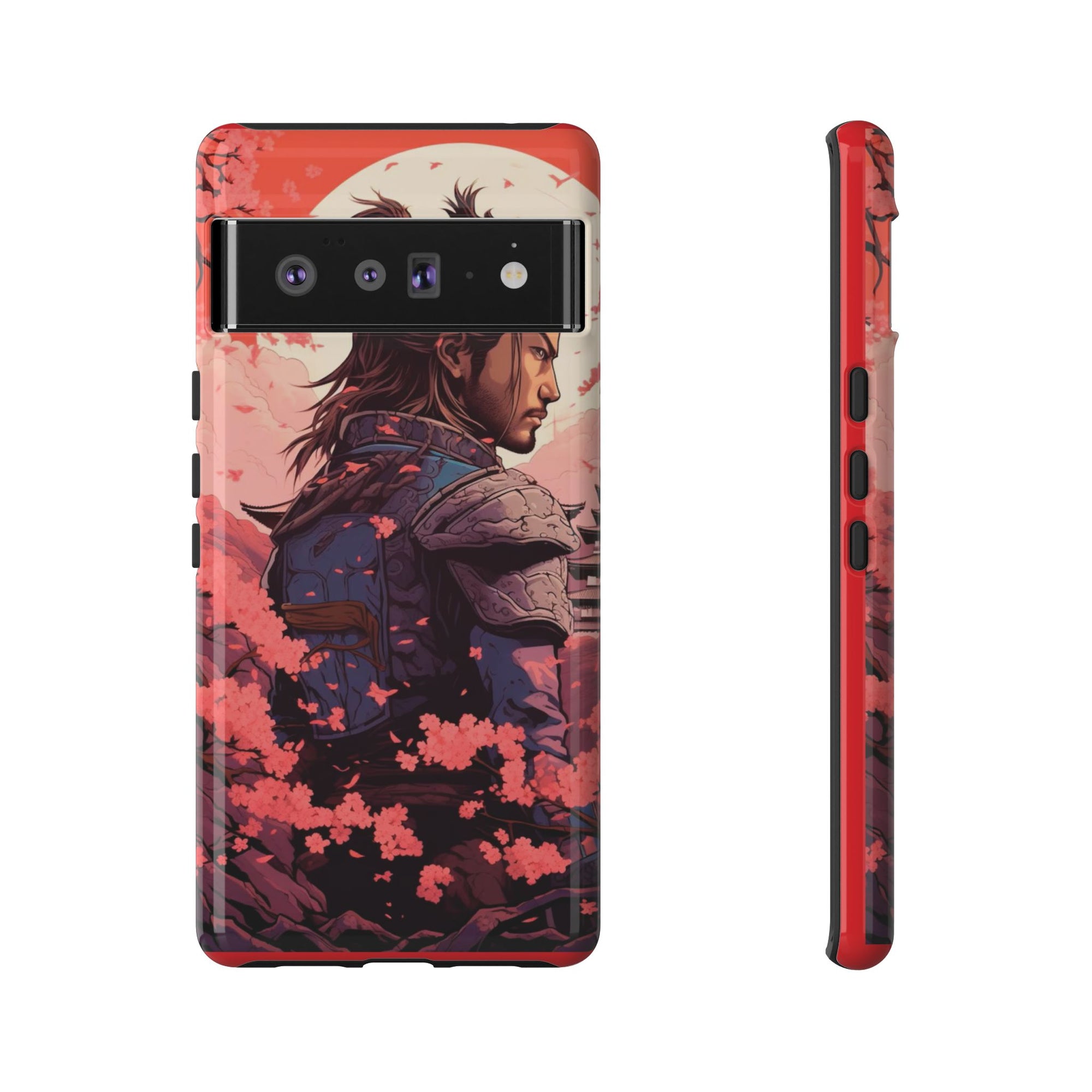 Samurai Phone Case, Tough Cases for Men, Cherry Blossom Art, Gift for Anime Fans, Unique Phone Accessory, Stylish Protection