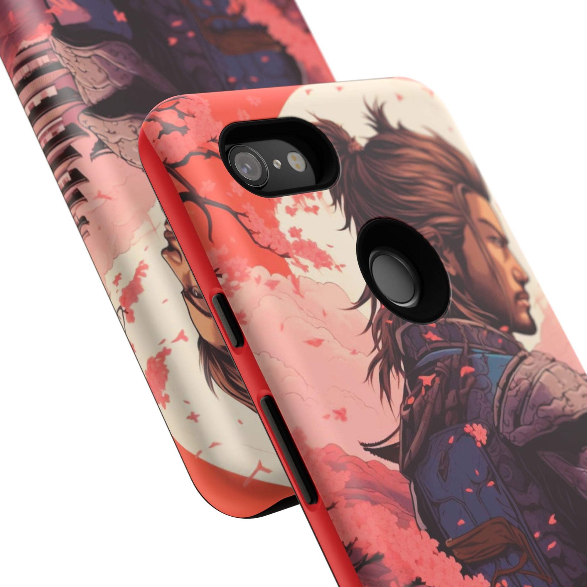 Samurai Phone Case, Tough Cases for Men, Cherry Blossom Art, Gift for Anime Fans, Unique Phone Accessory, Stylish Protection