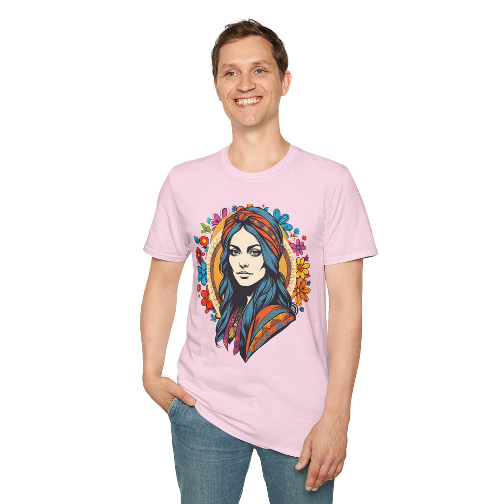 Bohemian Floral T-Shirt, Hippie Shirt, Peace Sign Tee, Gift for Festival Lovers, Artistic Apparel, Unisex Graphic Tee