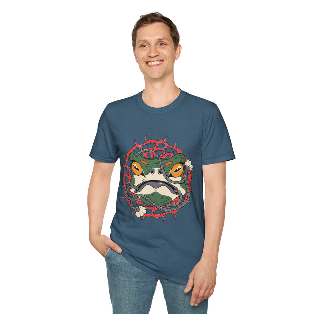 Frog Art Unisex Softstyle T-Shirt | Unique Graphic Tee, Casual Wear, Gift for Nature Lovers, Birthday, Eco-Friendly Fashion